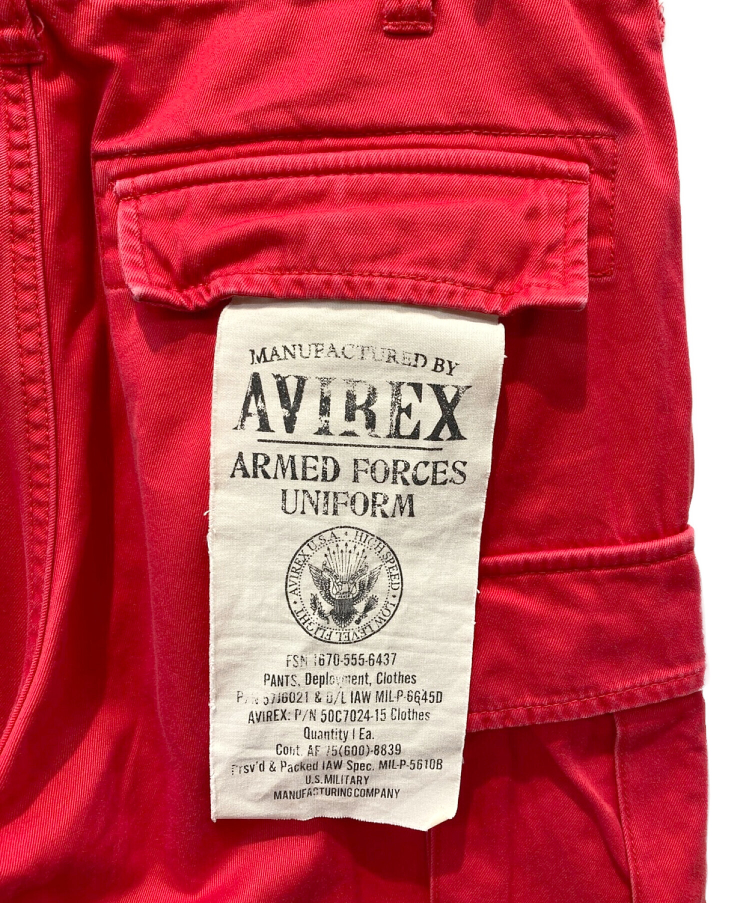 中古・古着通販】AVIREX (アヴィレックス) BASIC CARGO PANTS レッド