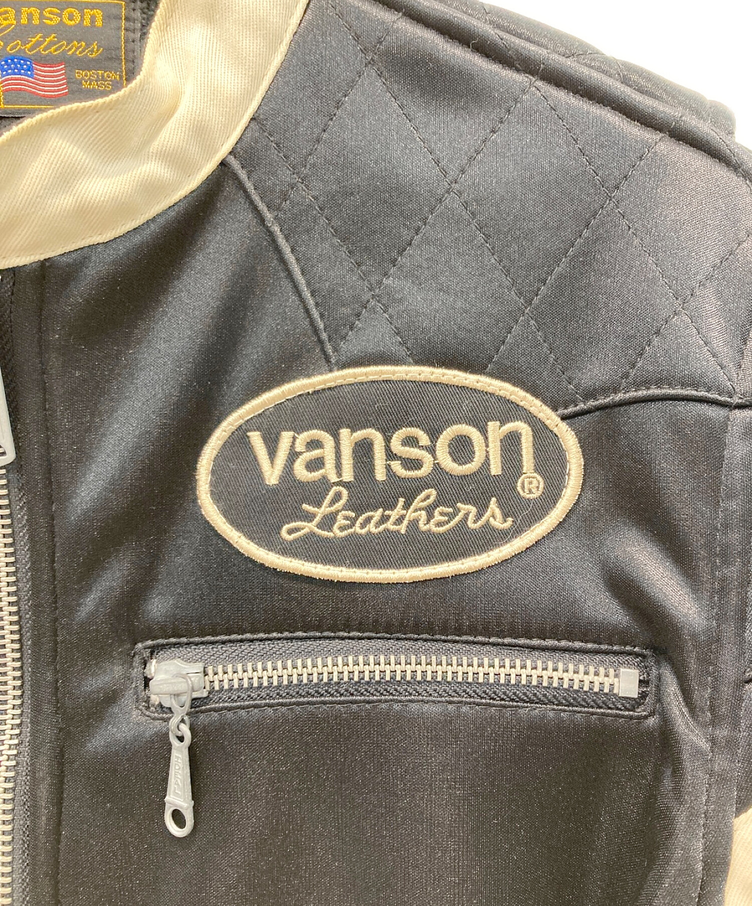 VANSON (バンソン) フェイクレザージャケット ブラック サイズ:M