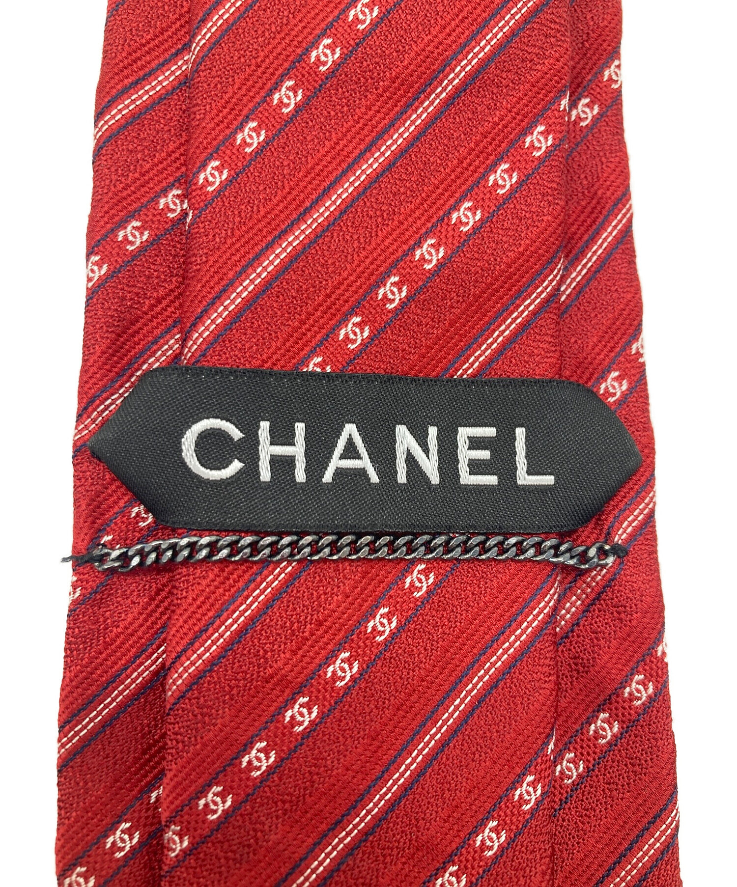 中古・古着通販】CHANEL (シャネル) シルクネクタイ レッド サイズ