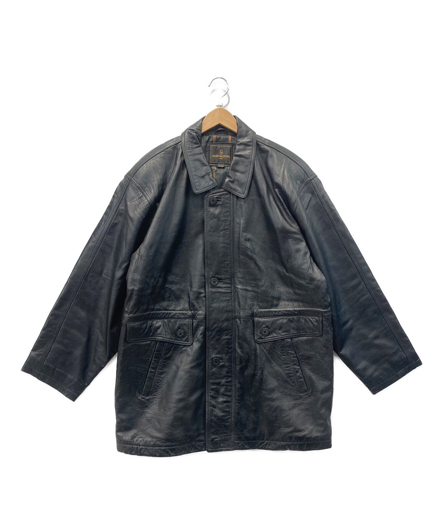GIANNI VALENTINO (ジャンニバレンチノ) レザージャケット ブラック サイズ:LL