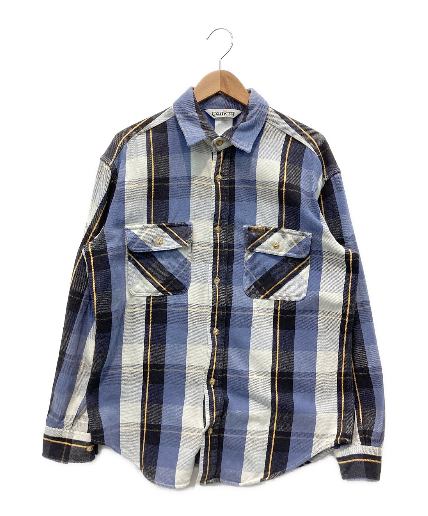 CarHartt (カーハート) チェックネルシャツ ブルー×ネイビー サイズ:XL