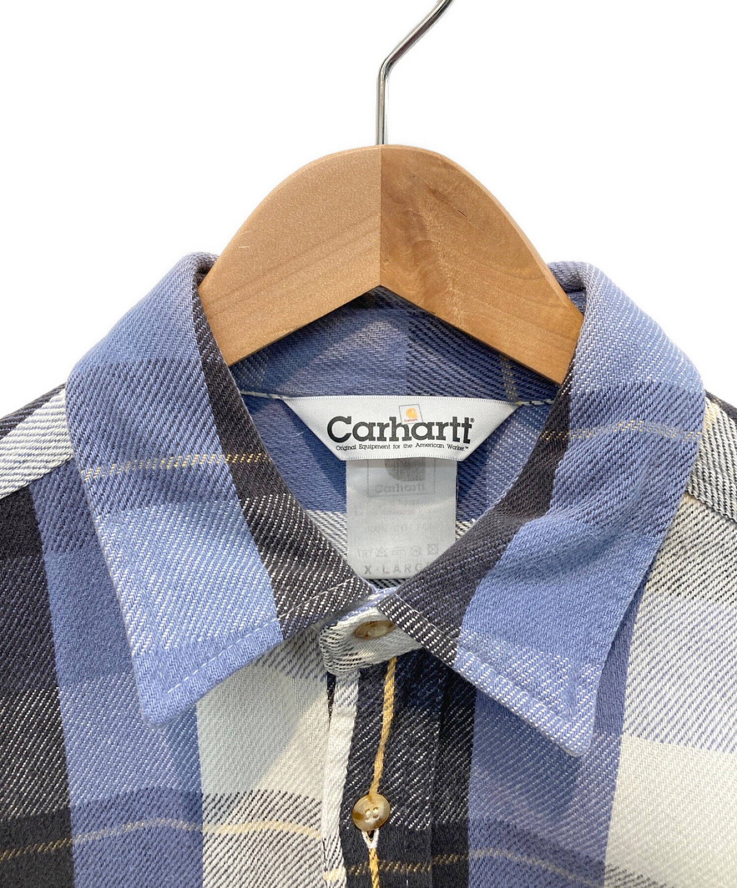 CarHartt (カーハート) チェックネルシャツ ブルー×ネイビー サイズ:XL