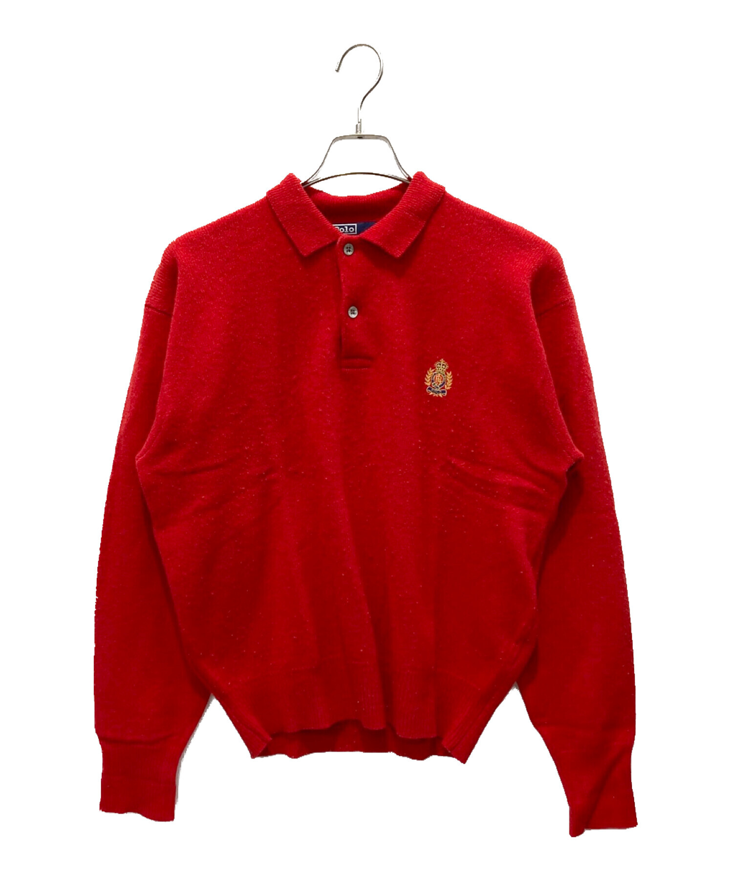 POLO RALPH LAUREN (ポロ・ラルフローレン) ニットポロシャツ レッド サイズ:L