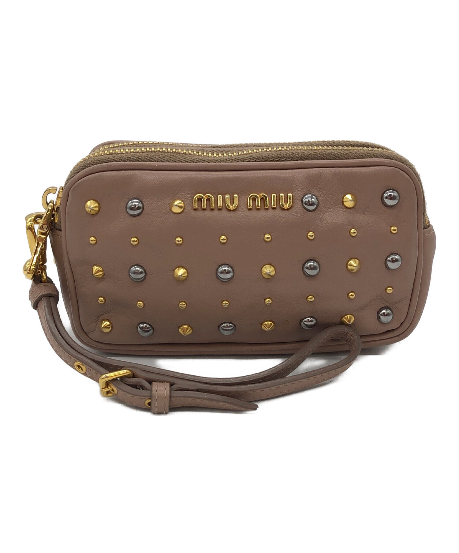 中古・古着通販】MIU MIU (ミュウミュウ) スタッズポーチ ピンク