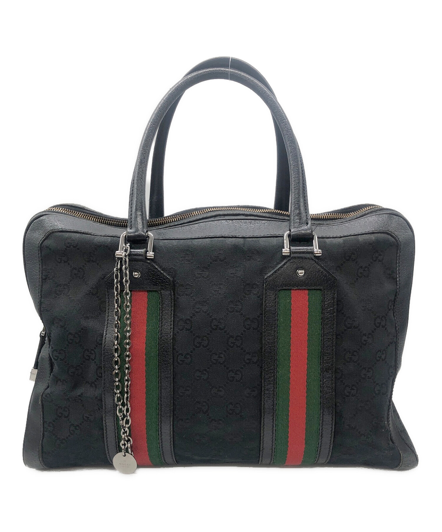 中古・古着通販】GUCCI (グッチ) GGキャンバスブリーフケース ブラック