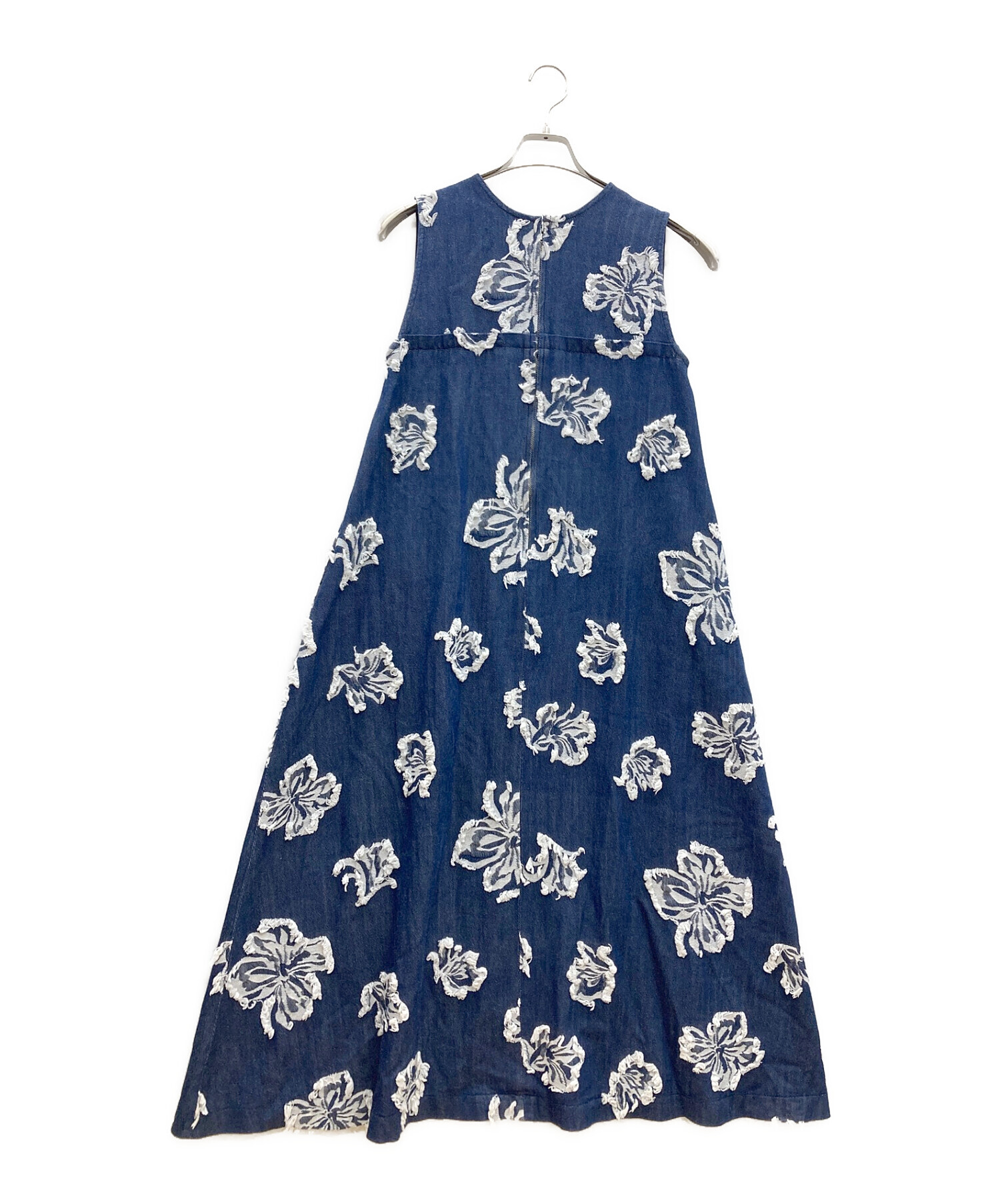Ameri (アメリ) FLOWER CUT JACQUARD DENIM DRESS ブルー サイズ:S
