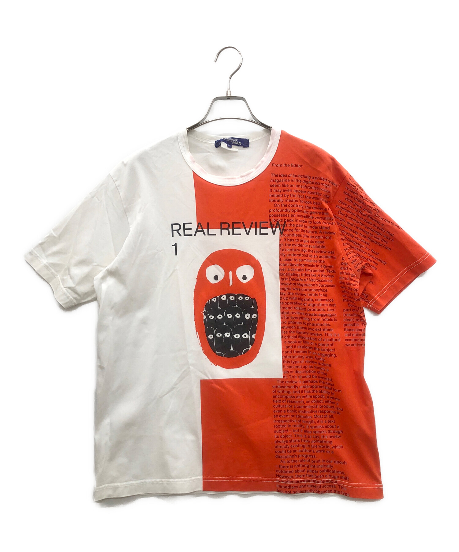 中古・古着通販】JUNYA WATANABE MAN (ジュンヤワタナベマン) 綿度詰天竺 Real Review（リアル リビュー）プリントTシャツ  ホワイト サイズ:SIZE M｜ブランド・古着通販 トレファク公式【TREFAC FASHION】スマホサイト