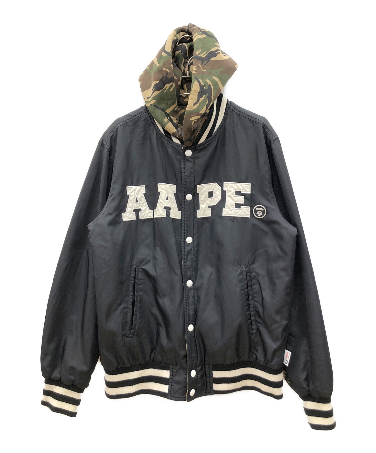 中古・古着通販】Aape BY A BATHING APE (エーエイプ バイ アベイシングエイプ) リバーシブルブルゾン ブラック×カーキ  サイズ:L｜ブランド・古着通販 トレファク公式【TREFAC FASHION】スマホサイト