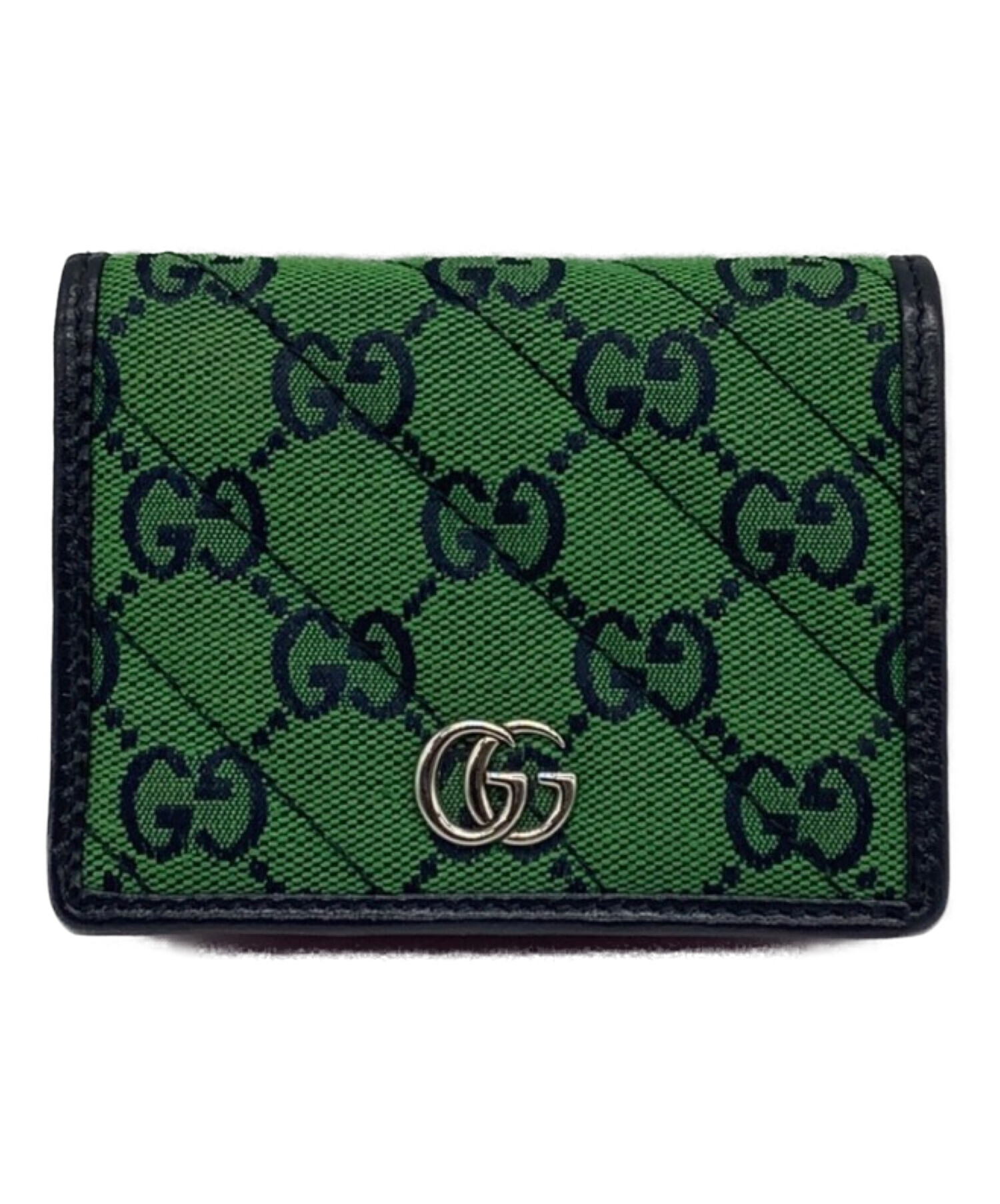 GUCCI (グッチ) 2つ折り財布 グリーン×イエロー×ピンク