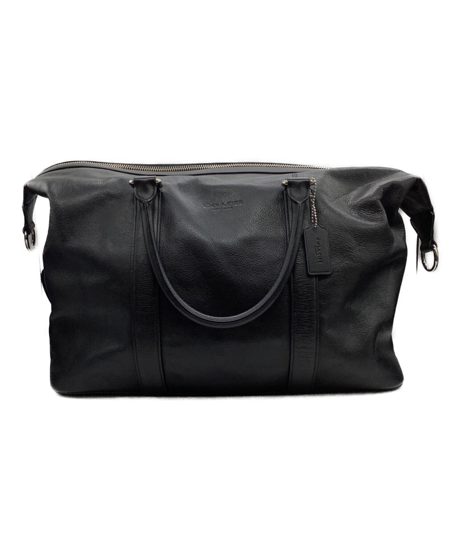 Coach black leather duffle bag hot sale