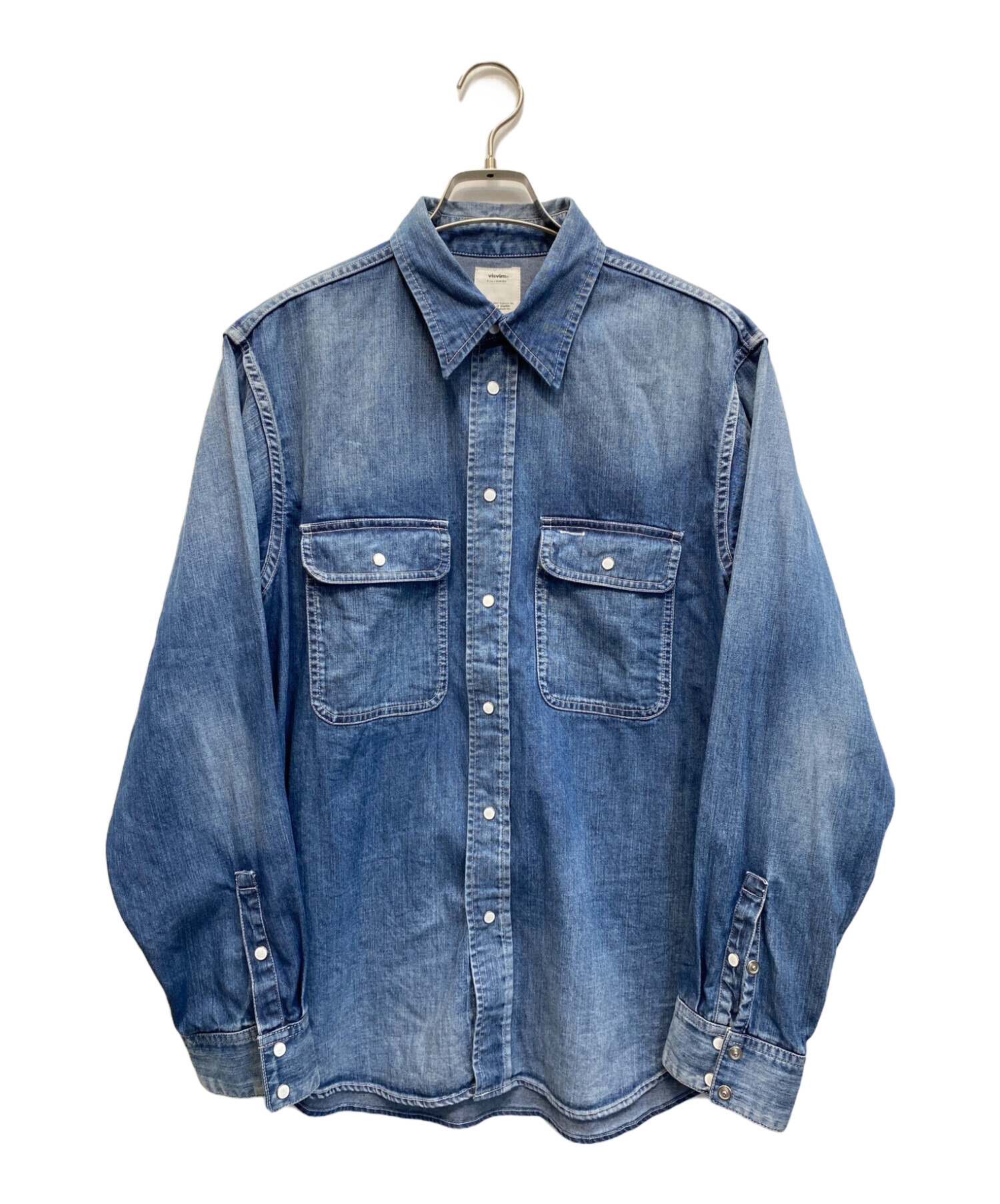 中古・古着通販】VISVIM (ビズビム) SS HANDYMAN SHIRT DAMAGED ブルー サイズ:1｜ブランド・古着通販  トレファク公式【TREFAC FASHION】スマホサイト