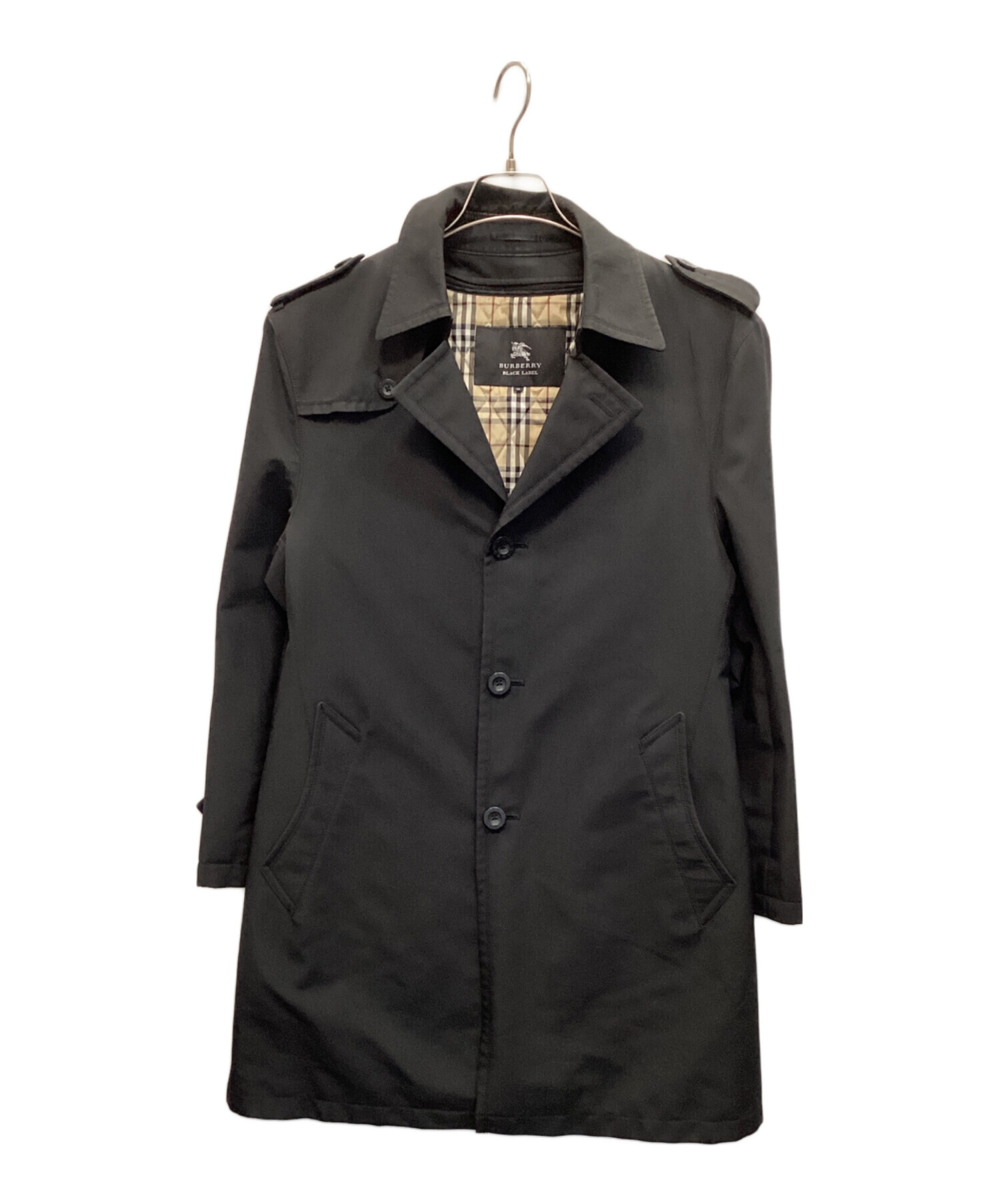 中古・古着通販】BURBERRY BLACK LABEL (バーバリーブラックレーベル) ノバチェックライナー付シングルトレンチコート ブラック  サイズ:M｜ブランド・古着通販 トレファク公式【TREFAC FASHION】スマホサイト