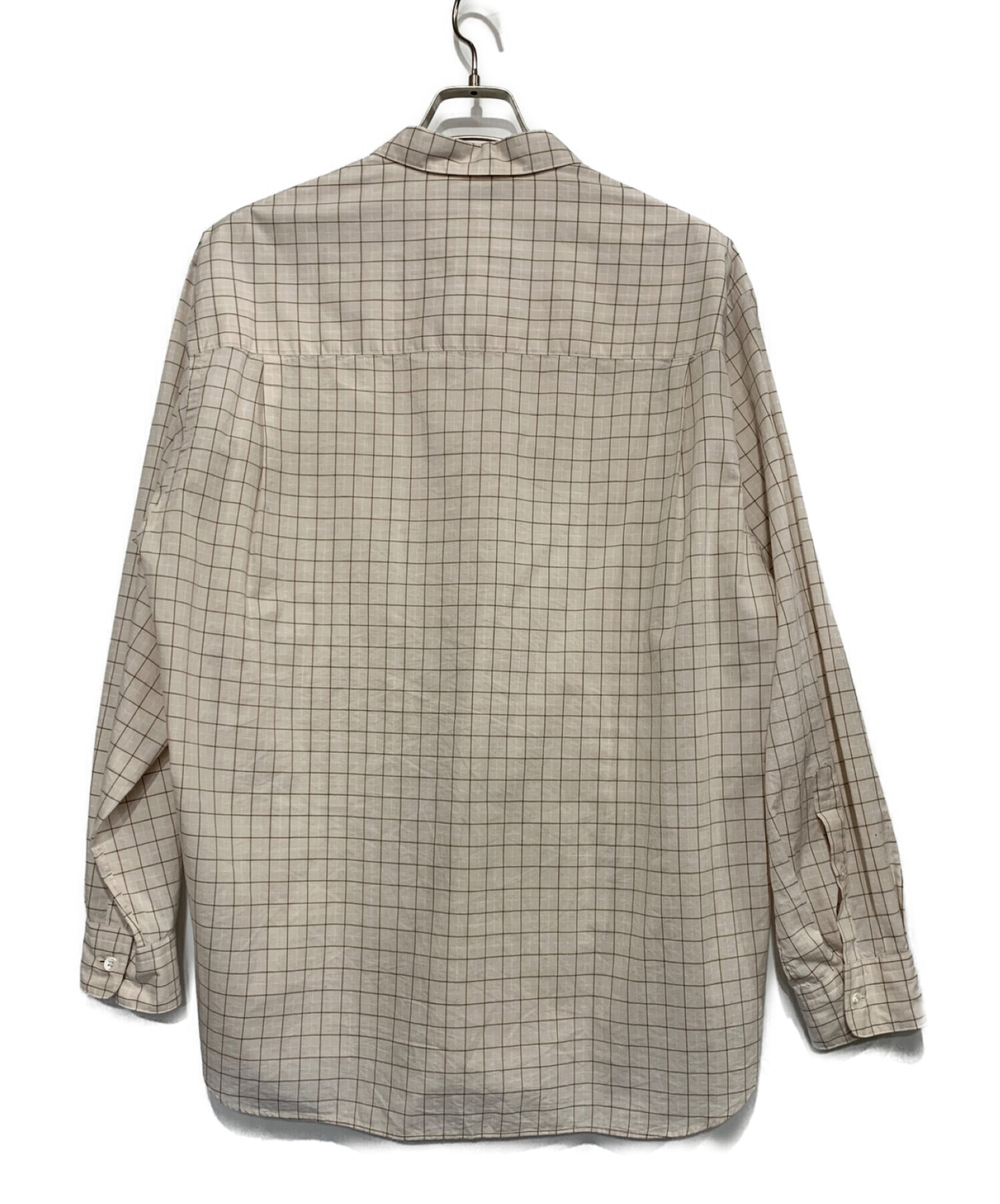 STEVEN ALAN (スティーブンアラン) C/S/L CHECK REGULAR COLLAR SHIRT -ALINE ベージュ サイズ:M