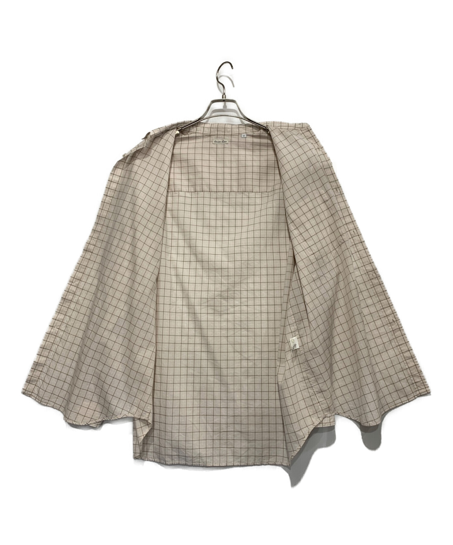 STEVEN ALAN (スティーブンアラン) C/S/L CHECK REGULAR COLLAR SHIRT -ALINE ベージュ サイズ:M