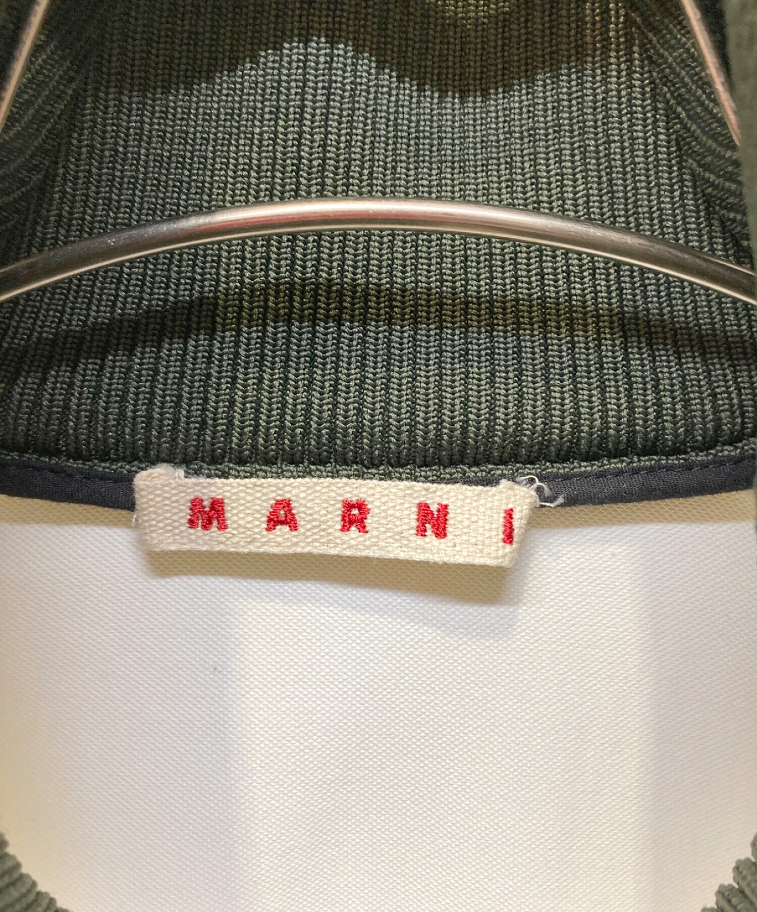 MARNI (マルニ) ハイネックトラックジャケット ホワイト×グリーン サイズ:38