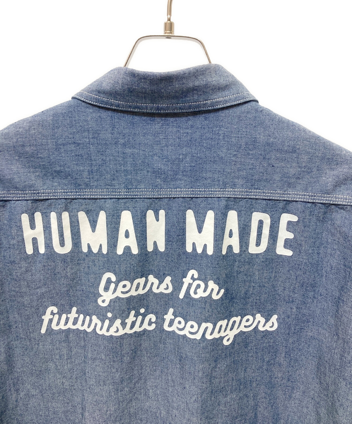 HUMAN MADE (ヒューマンメイド) シャンブレーL/Sシャツ インディゴ サイズ:XL