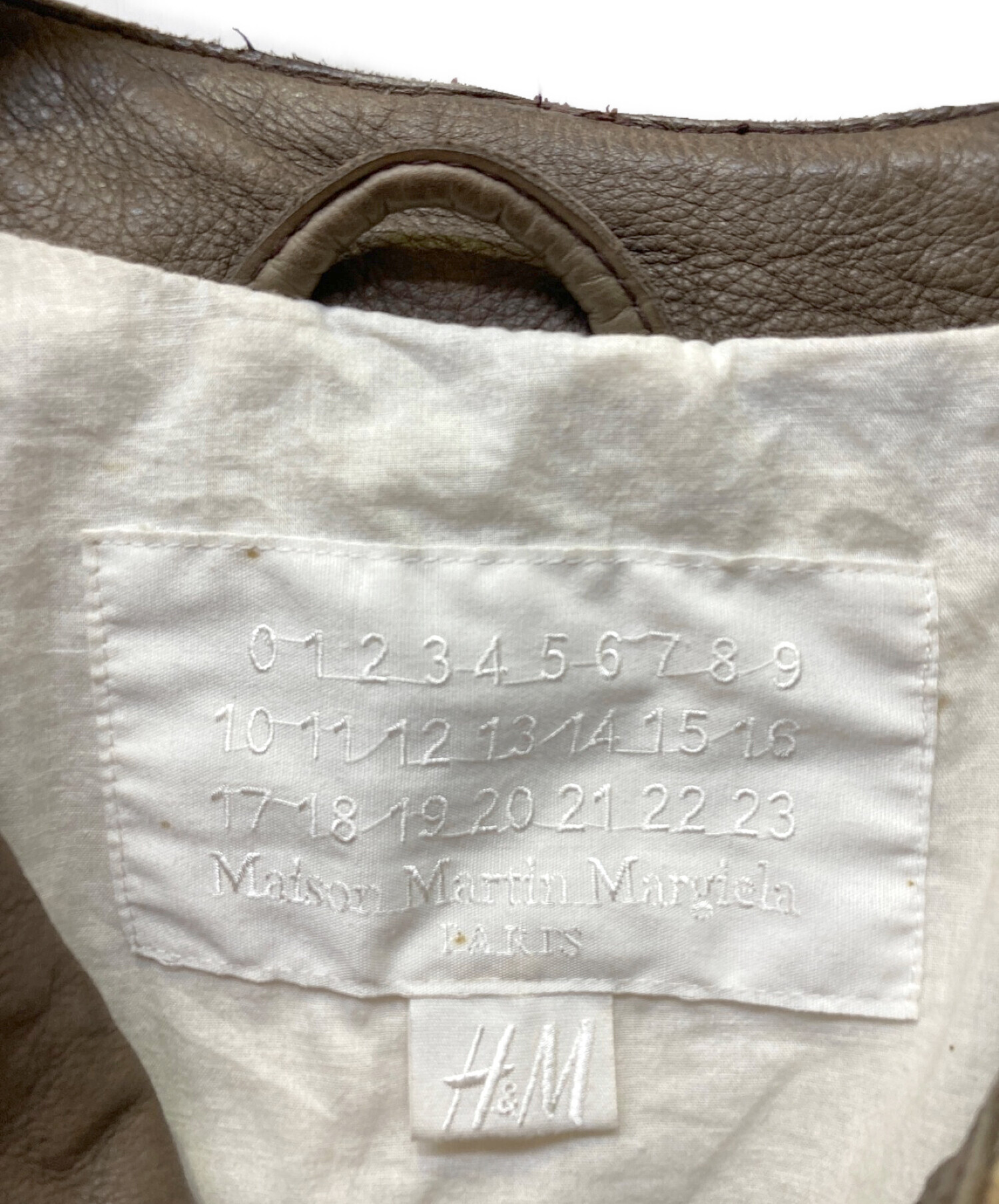 H&M (エイチアンドエム) Maison Margiela (メゾンマルジェラ) ベルトレザージャケット ブラウン×ブラック サイズ:XL