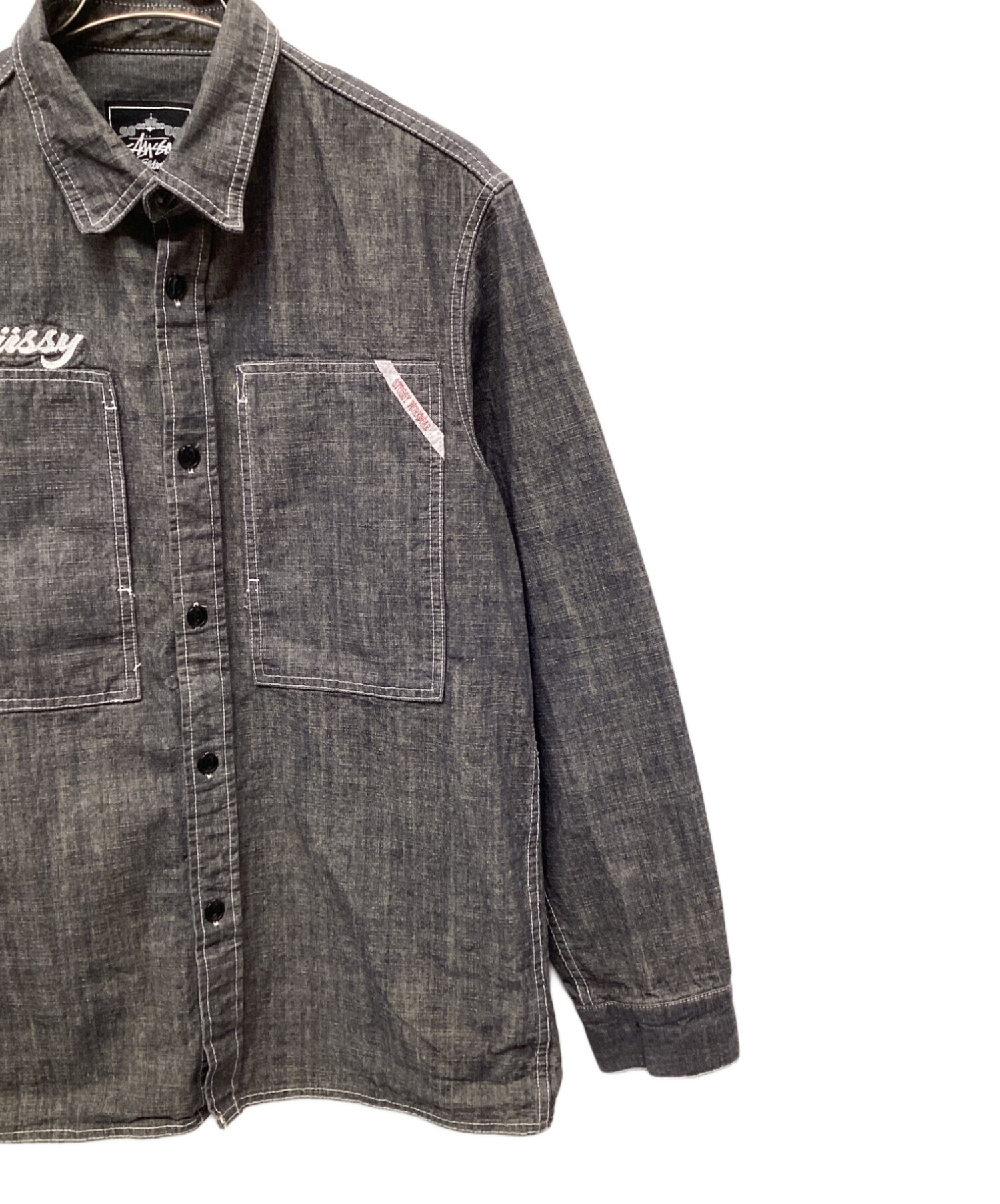 中古・古着通販】stussy (ステューシー) ワークシャツ グレー サイズ:L 