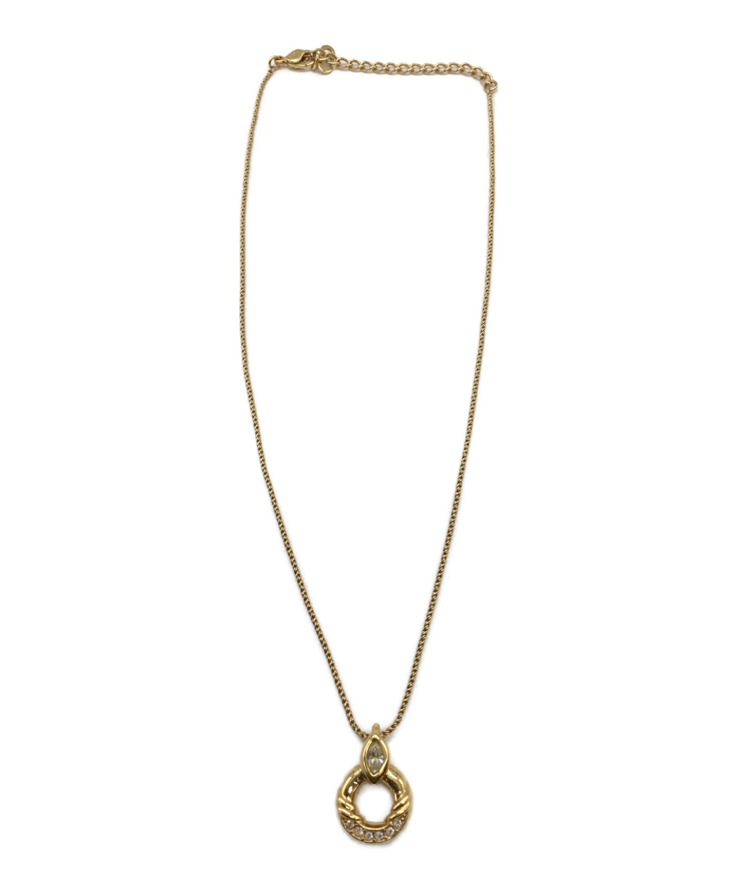 Christian Dior ラインストーン　ネックレス　ゴールドカラー38cm〜433cm