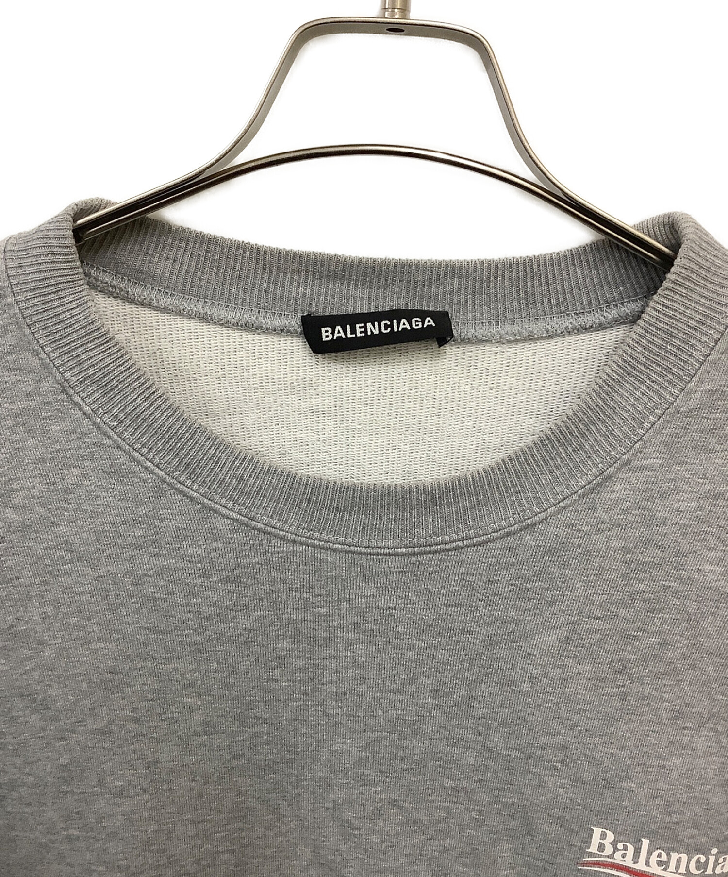 BALENCIAGA (バレンシアガ) ポイントロゴスウェットシャツ グレー サイズ:XL