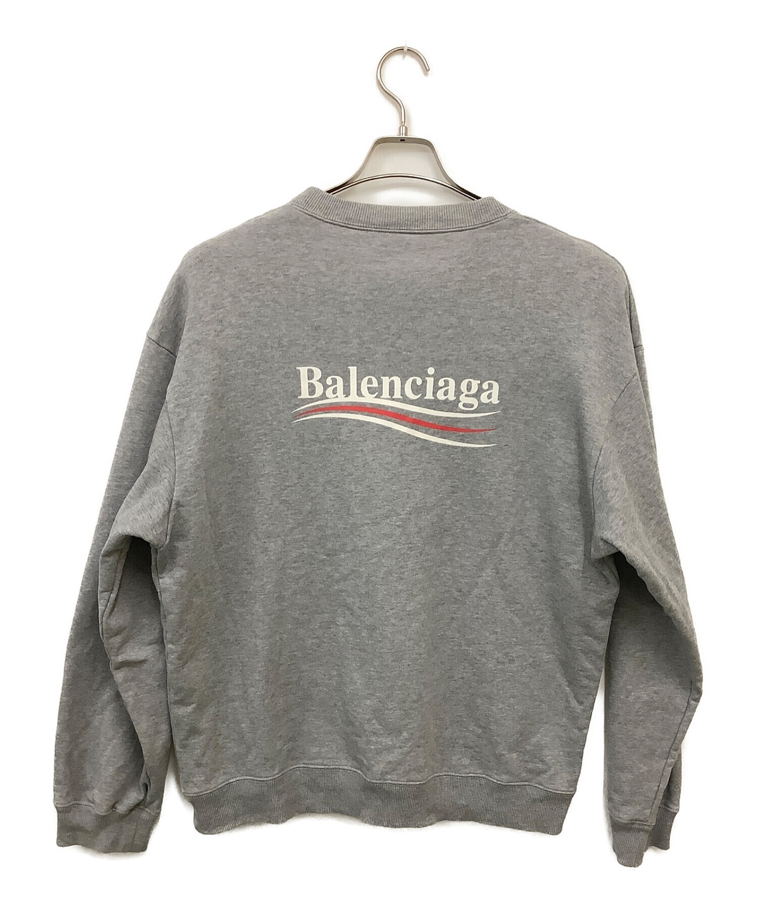 BALENCIAGA (バレンシアガ) ポイントロゴスウェットシャツ グレー サイズ:XL