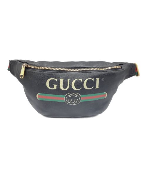 中古・古着通販】GUCCI (グッチ) プリントロゴボディーバッグ ブラック