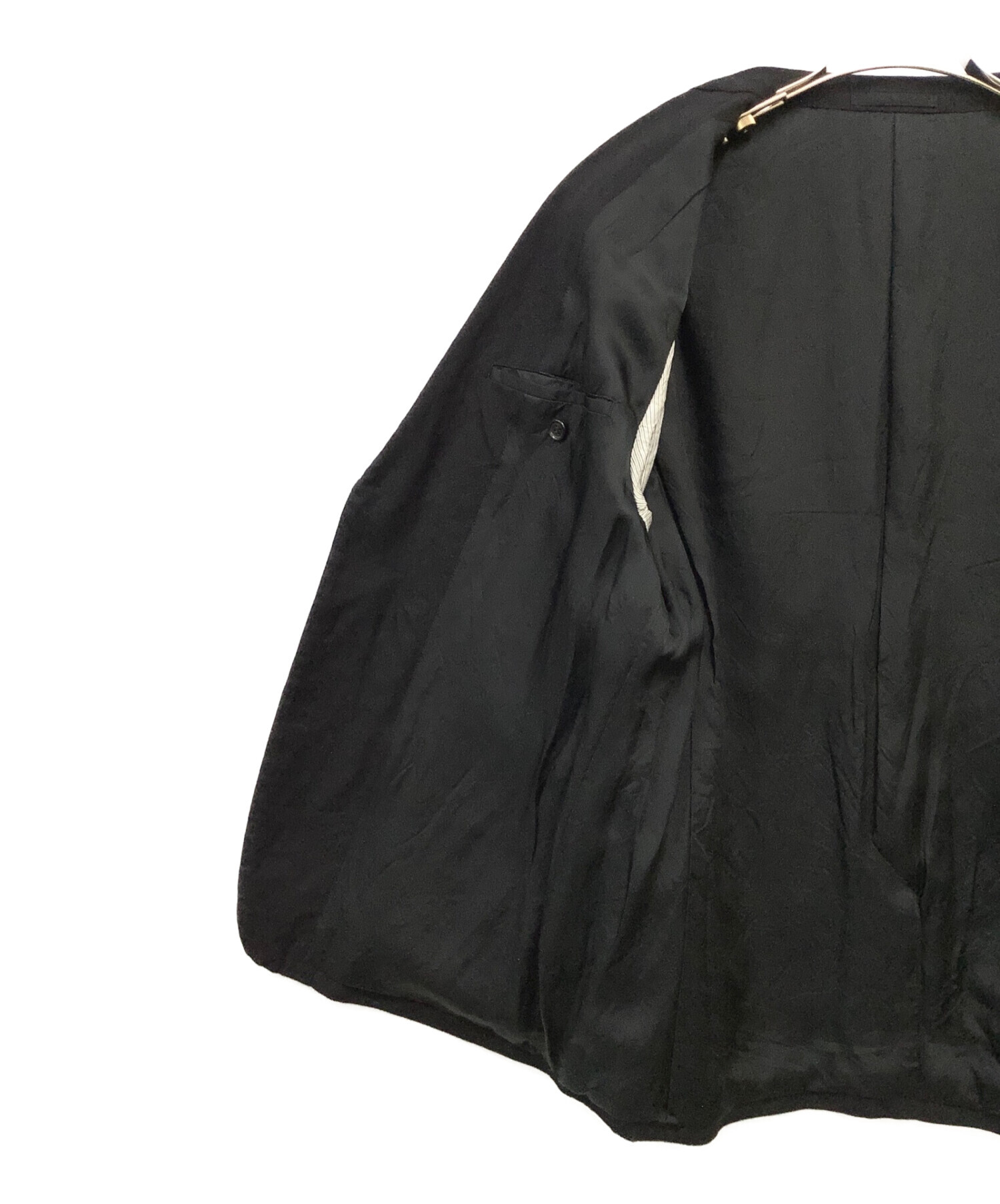 COMME des GARCONS HOMME (コムデギャルソン オム) 綿ウールサージ製品加工 2Bジャケット ブラック サイズ:M