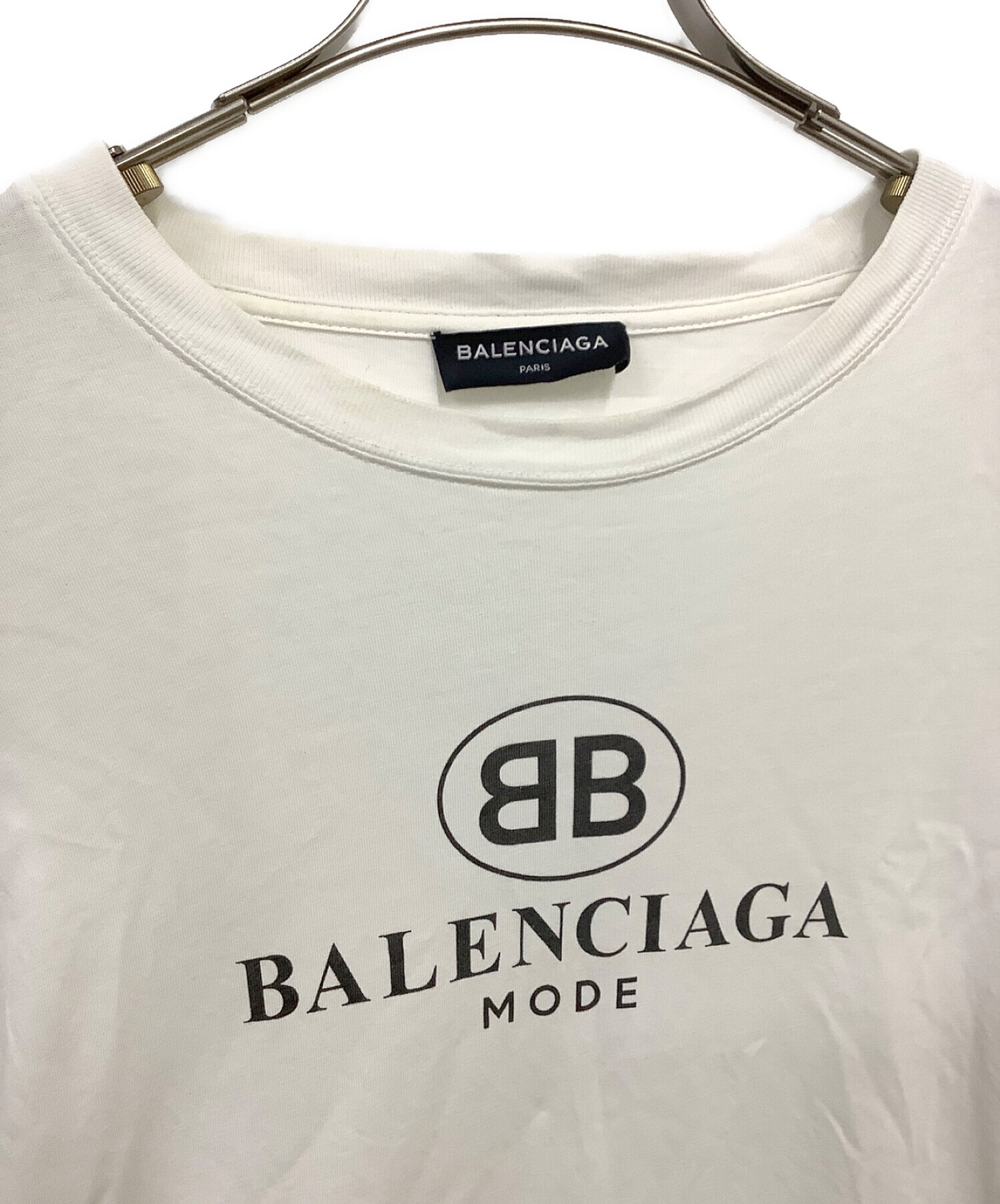 BALENCIAGA (バレンシアガ) BBロゴプリントカットソー ホワイト サイズ:M