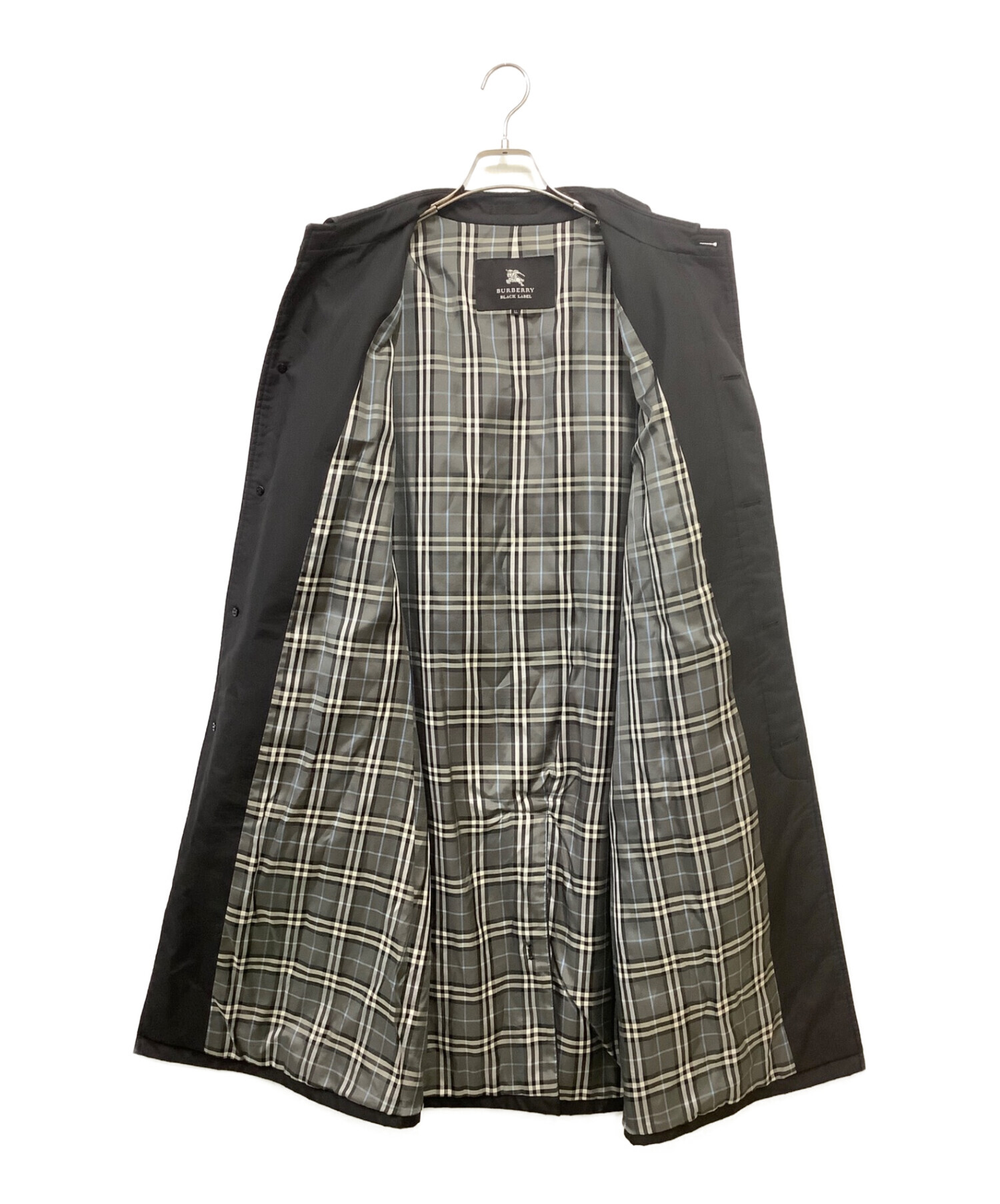 BURBERRY BLACK LABEL (バーバリーブラックレーベル) 比翼コート ブラック サイズ:LL