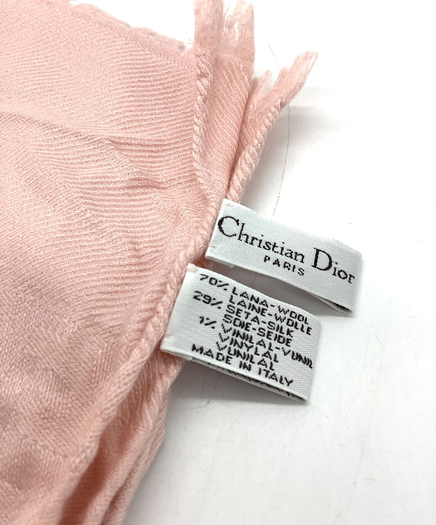 Christian Dior (クリスチャン ディオール) トロッター柄ウールシルクブレンドストール ピンク
