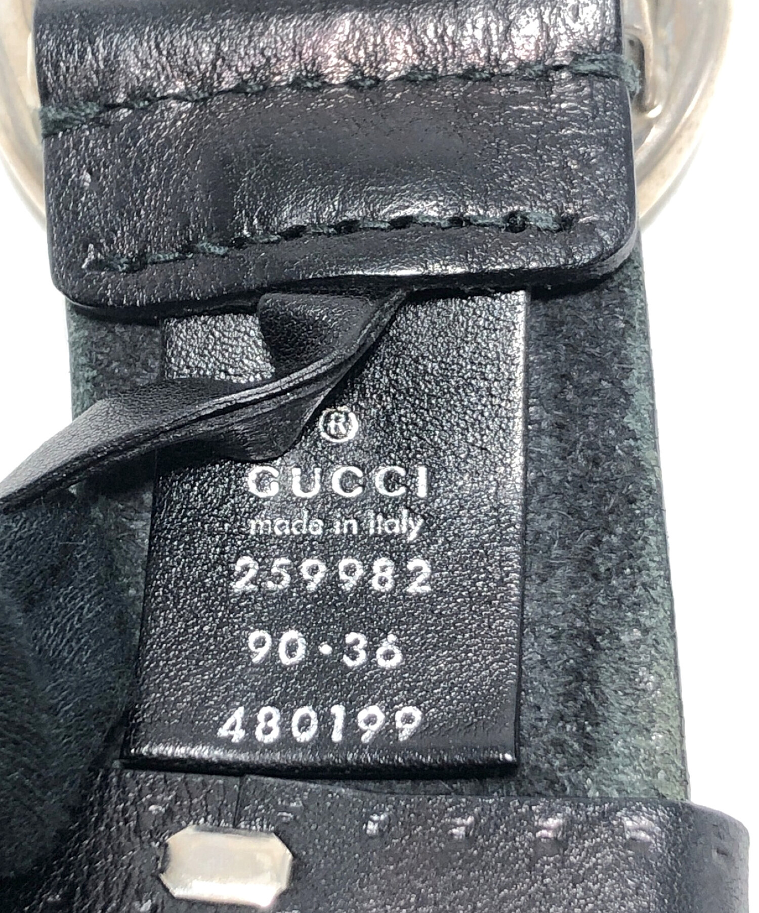 中古・古着通販】GUCCI (グッチ) GGロゴバックルレザーベルト ブラック