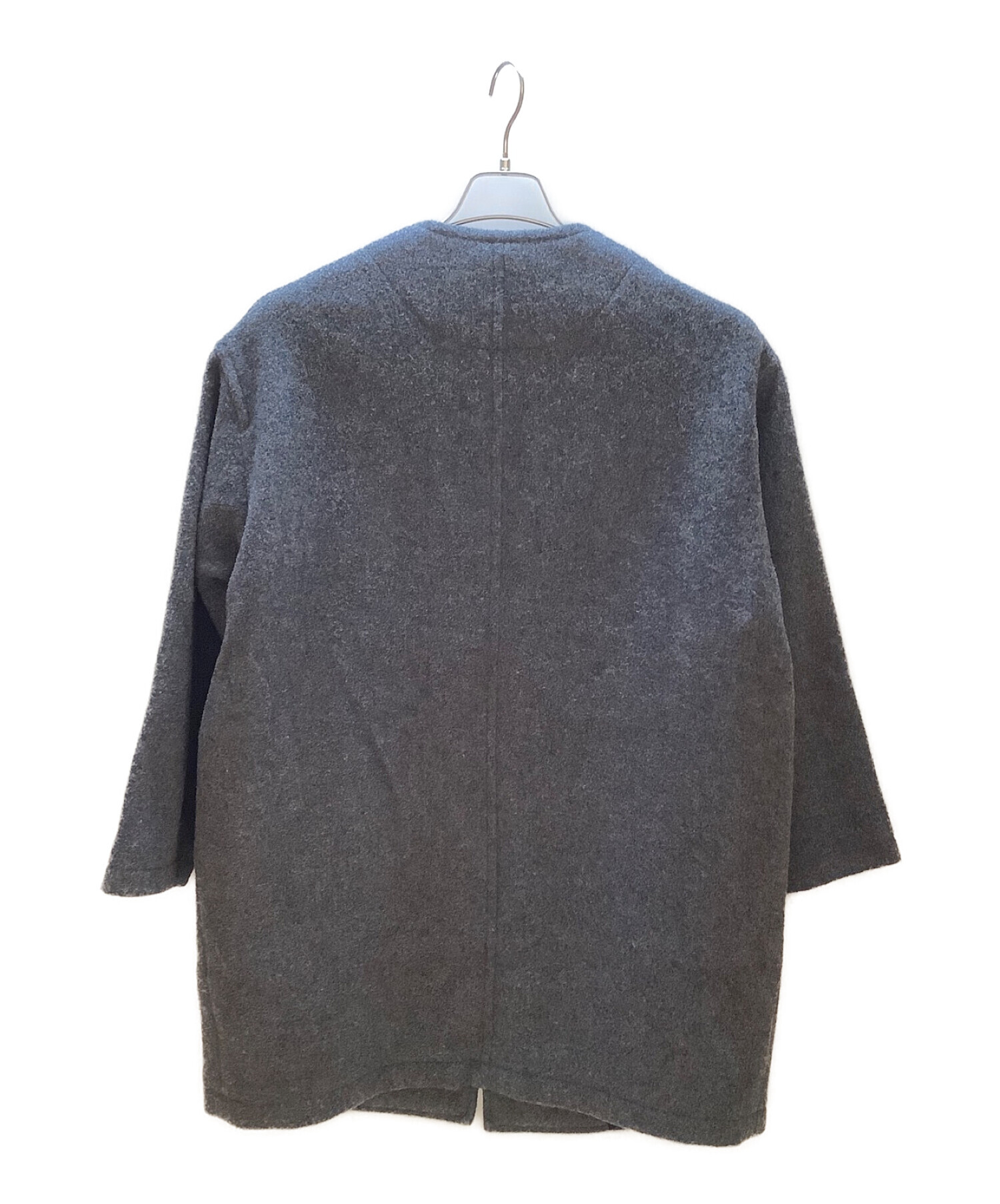 DANTON (ダントン) WOOL LIGHT PILE ノーカラーロングコート グレー サイズ:38