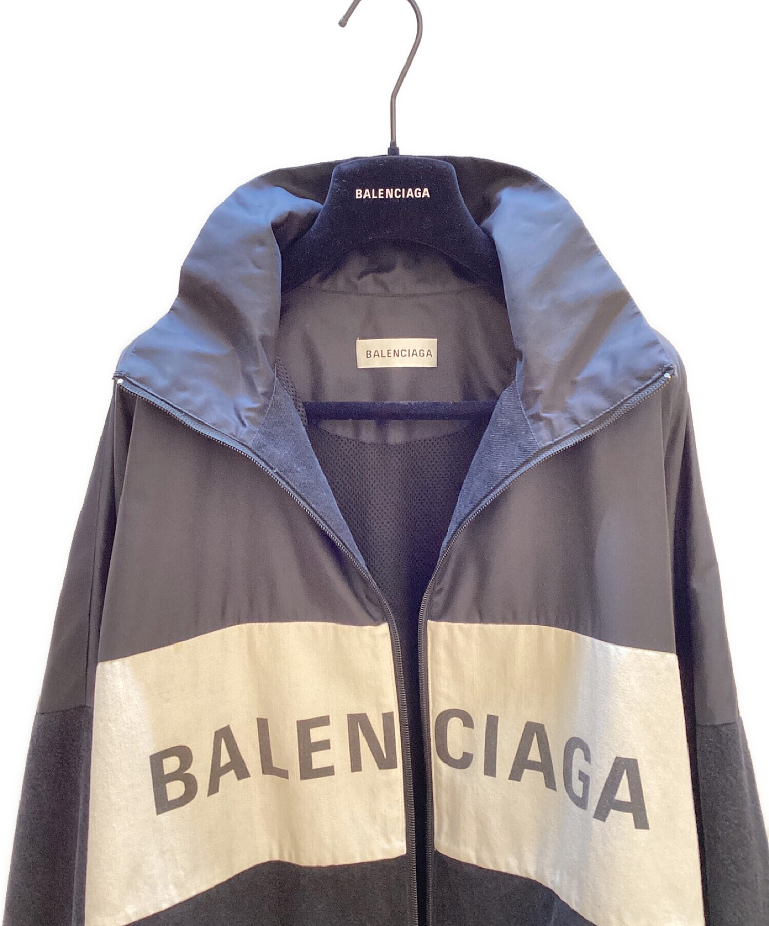 BALENCIAGA (バレンシアガ) 19AW Oversized Printed Denim And Shell Jacket ブラック  サイズ:36