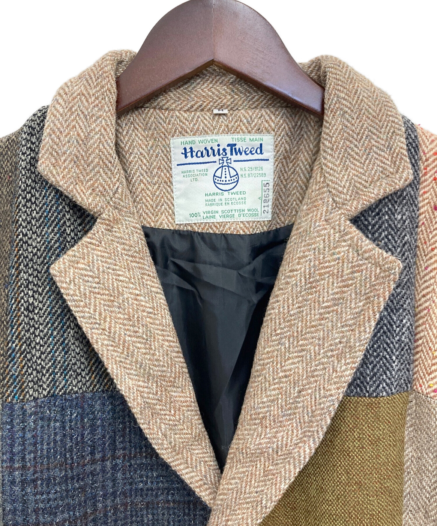 Harris Tweed (ハリスツイード) パッチワークコート ベージュ サイズ:M