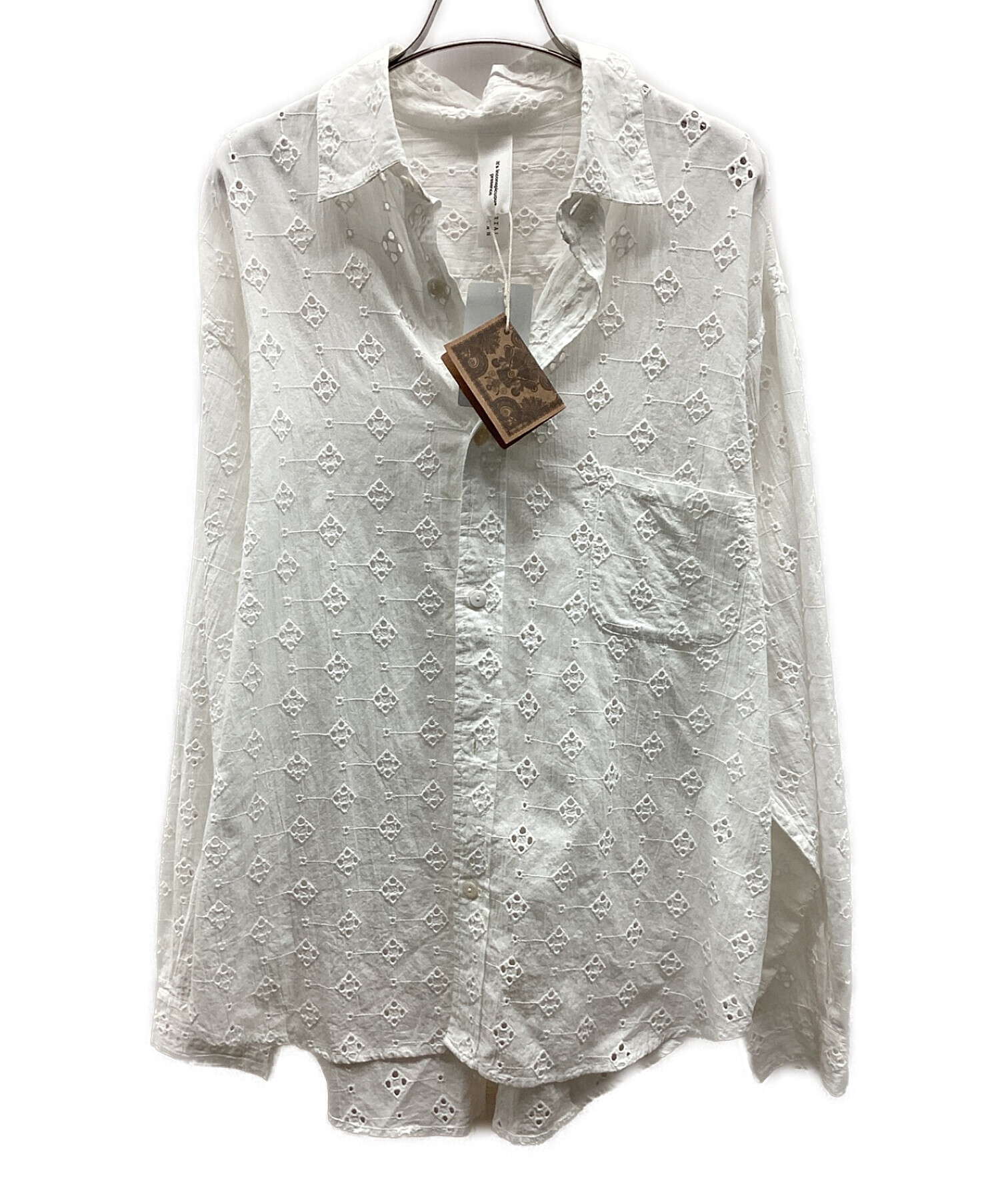 Niche. (ニッチ) FLOWER LACE RGULAR COLLOR SHIRTS ホワイト サイズ:L 未使用品