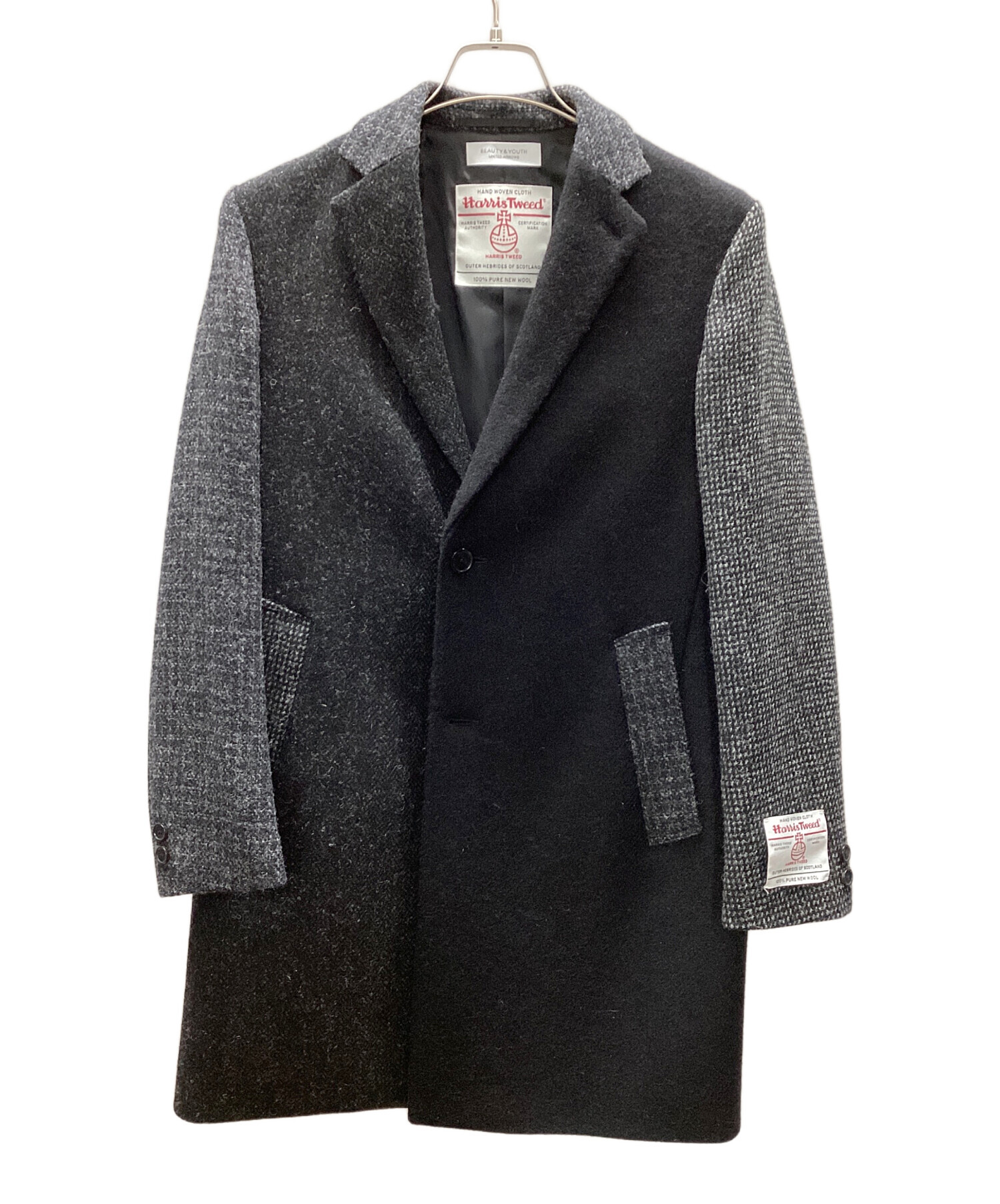 中古・古着通販】BEAUTY&YOUTH (ビューティーアンドユース) Harris Tweed (ハリスツイード) チェスターコート ブラック  サイズ:S｜ブランド・古着通販 トレファク公式【TREFAC FASHION】スマホサイト