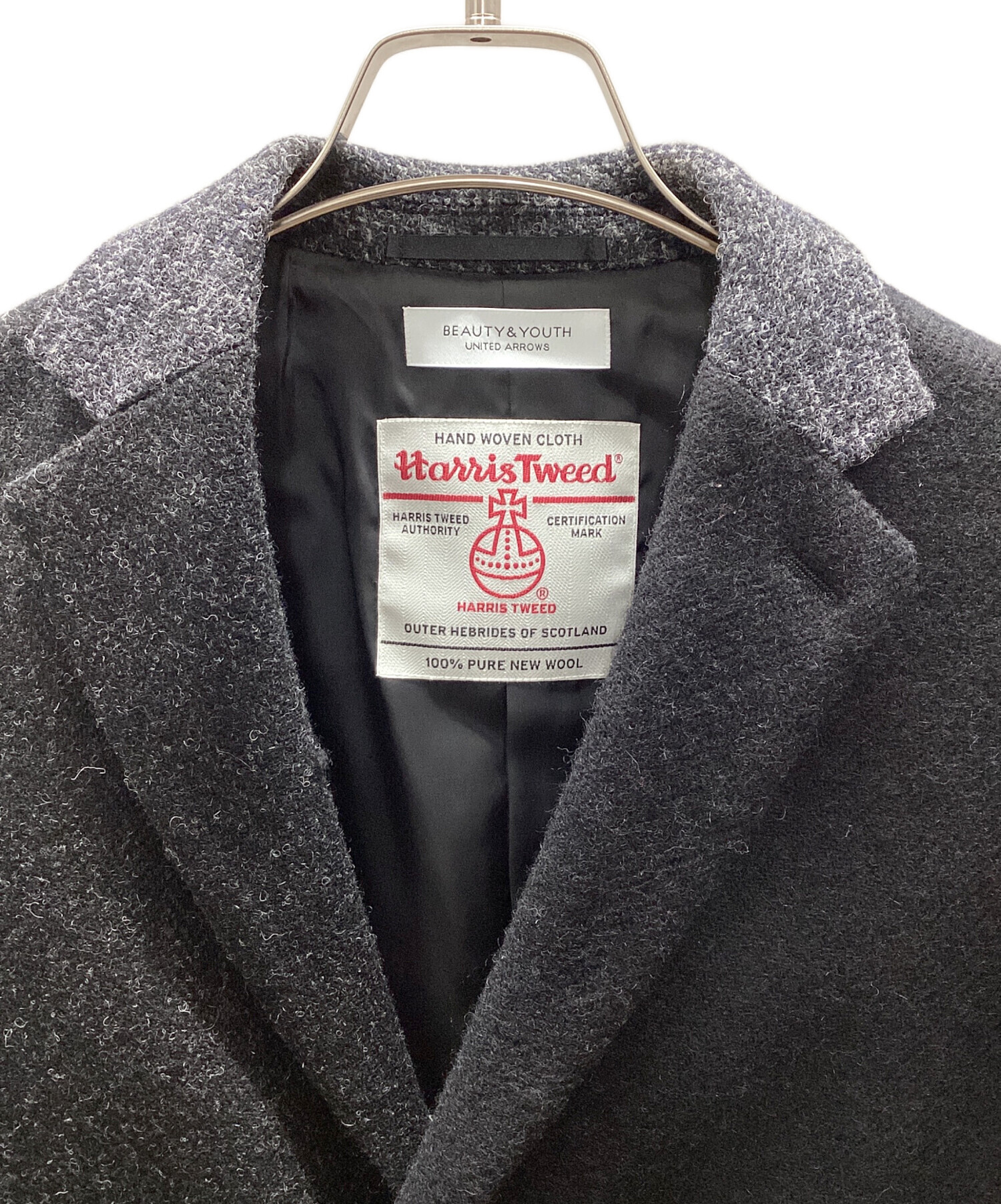 中古・古着通販】BEAUTY&YOUTH (ビューティーアンドユース) Harris Tweed (ハリスツイード) チェスターコート ブラック  サイズ:S｜ブランド・古着通販 トレファク公式【TREFAC FASHION】スマホサイト