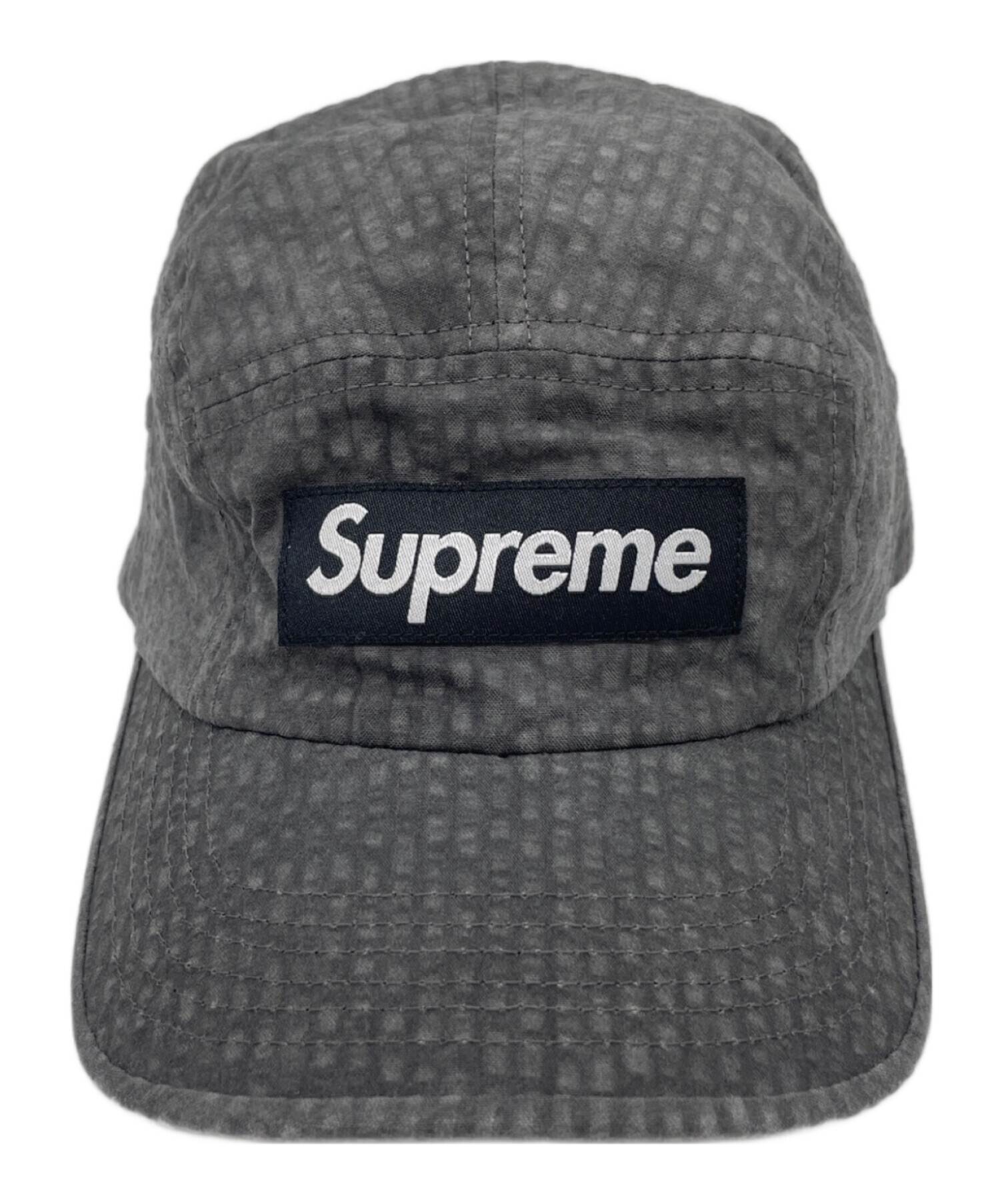 SUPREME (シュプリーム) Washed Seersucker Camp Cap（ウォッシュド シアサッカー キャンプ キャップ） グレー