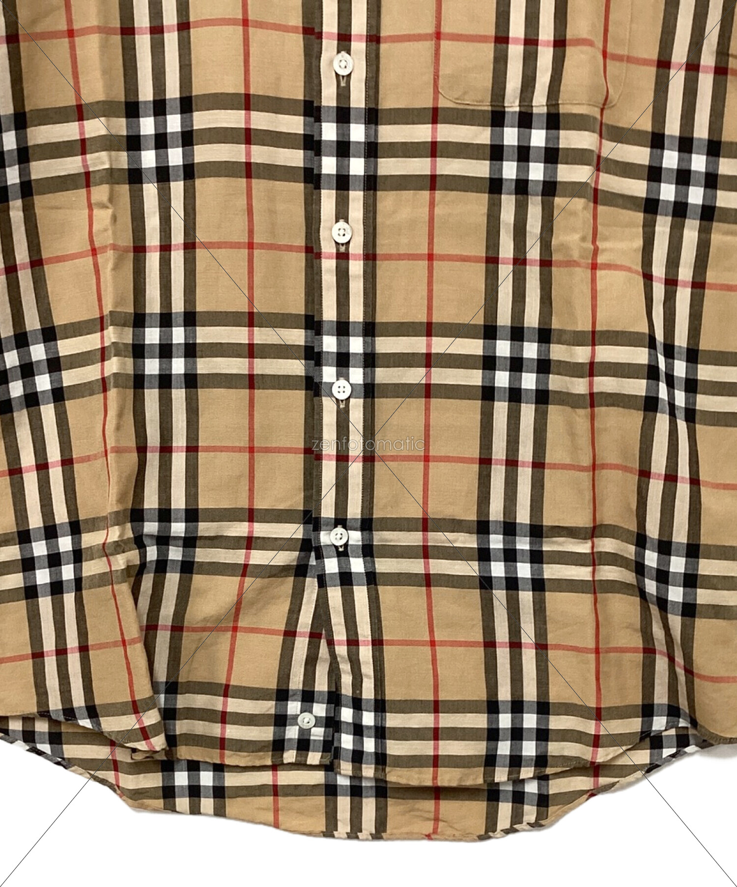 Burberry's (バーバリーズ) 90sリネンブレンド半袖チェックシャツ ベージュ×レッド×ブラック サイズ:Medium