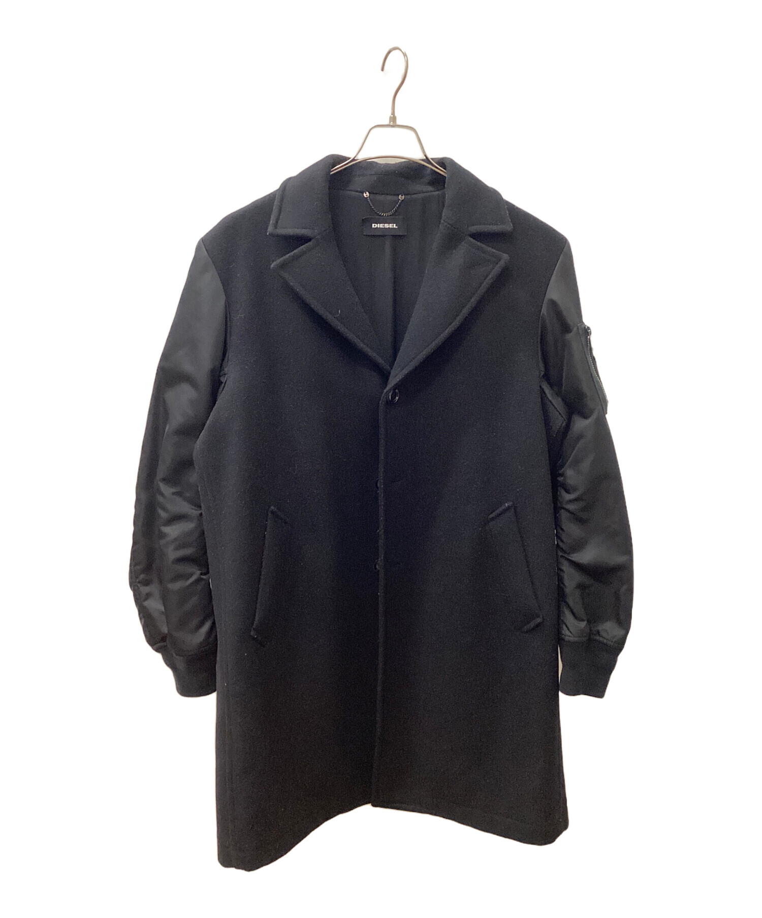 中古・古着通販】DIESEL (ディーゼル) 異素材ドッキングチェスターコート ブラック サイズ:XL｜ブランド・古着通販  トレファク公式【TREFAC FASHION】スマホサイト