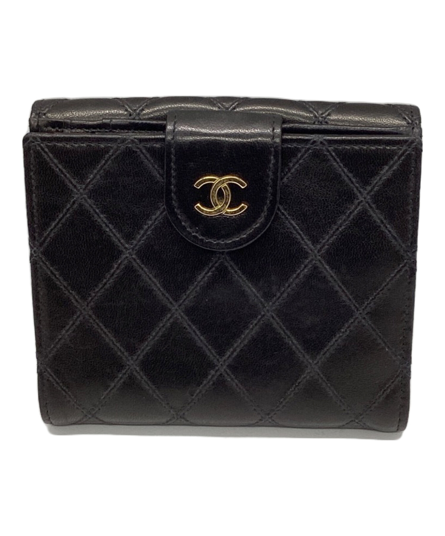 中古・古着通販】CHANEL (シャネル) Wホック2つ折りコンパクトウォレット ブラック｜ブランド・古着通販 トレファク公式【TREFAC  FASHION】スマホサイト