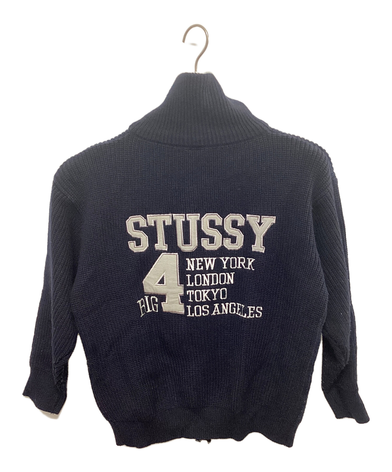 中古・古着通販】stussy (ステューシー) 90sBIG4フルジップニット ブラック サイズ:L｜ブランド・古着通販 トレファク公式【TREFAC  FASHION】スマホサイト