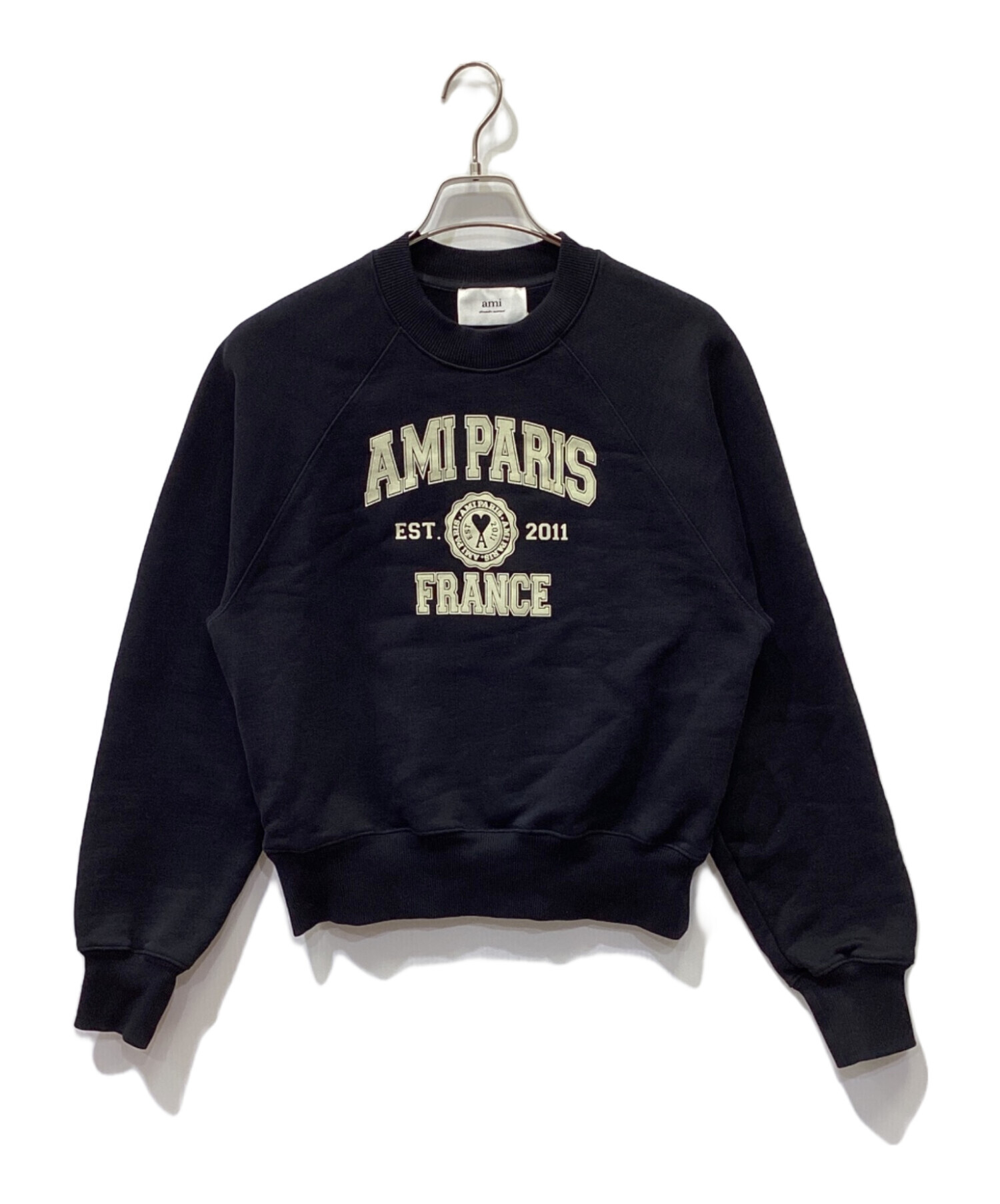 AMI Alexandre Mattiussi (アミ アレクサンドル マテュッシ) 22AW FRANCE ロゴ プリント スウェット ブラック  サイズ:XS