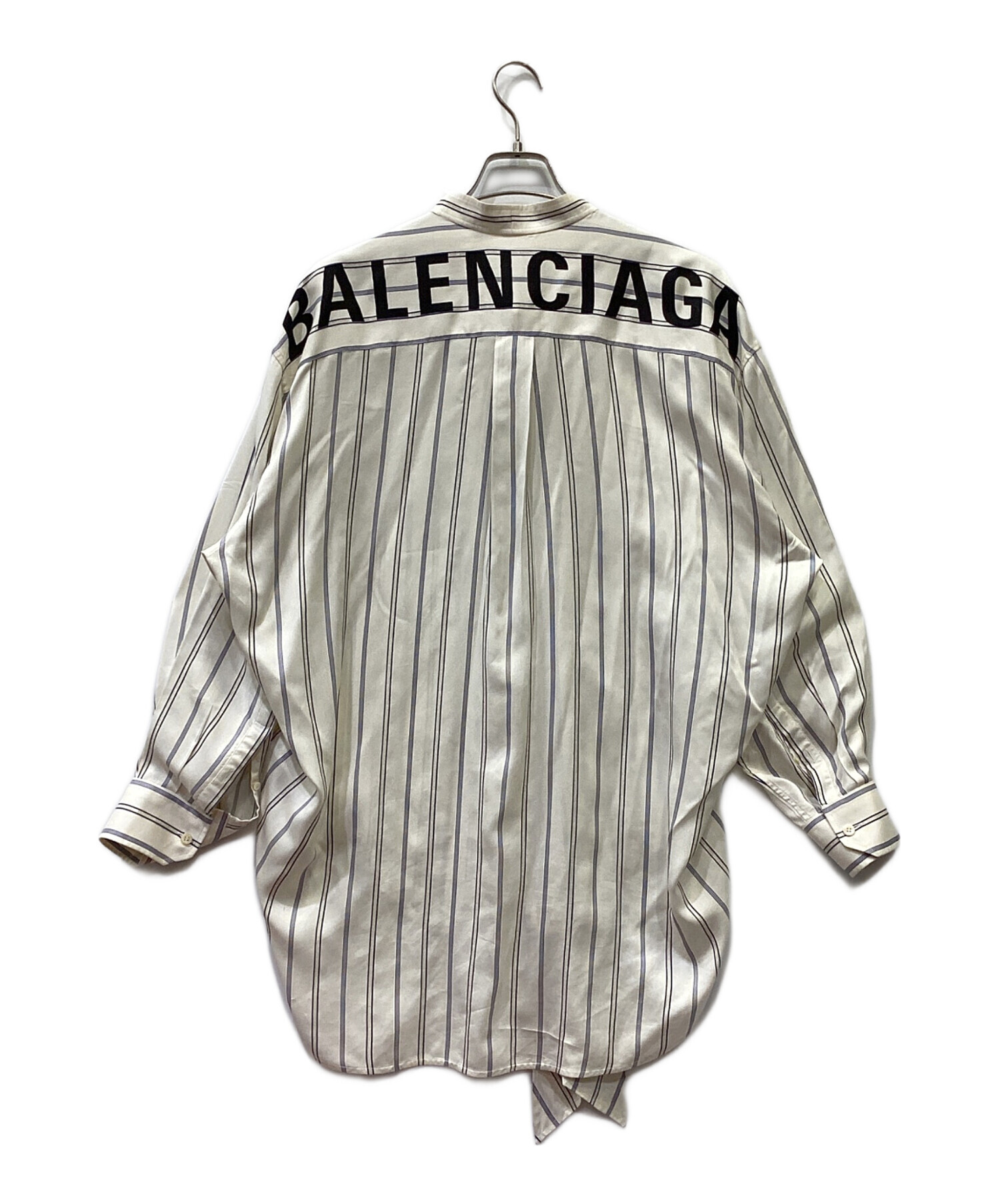 中古・古着通販】BALENCIAGA (バレンシアガ) バックロゴ シルク ボウタイ ストライプ ブラウスシャツ アイボリー  サイズ:32｜ブランド・古着通販 トレファク公式【TREFAC FASHION】スマホサイト