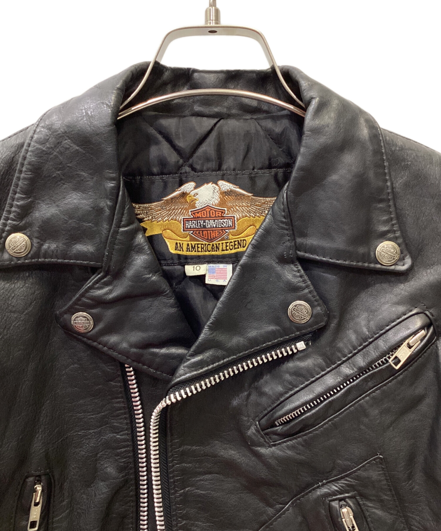 中古・古着通販】HARLEY-DAVIDSON (ハーレーダビッドソン) 90s USA製 ダブルライダースレザージャケット ブラック  サイズ:10｜ブランド・古着通販 トレファク公式【TREFAC FASHION】スマホサイト