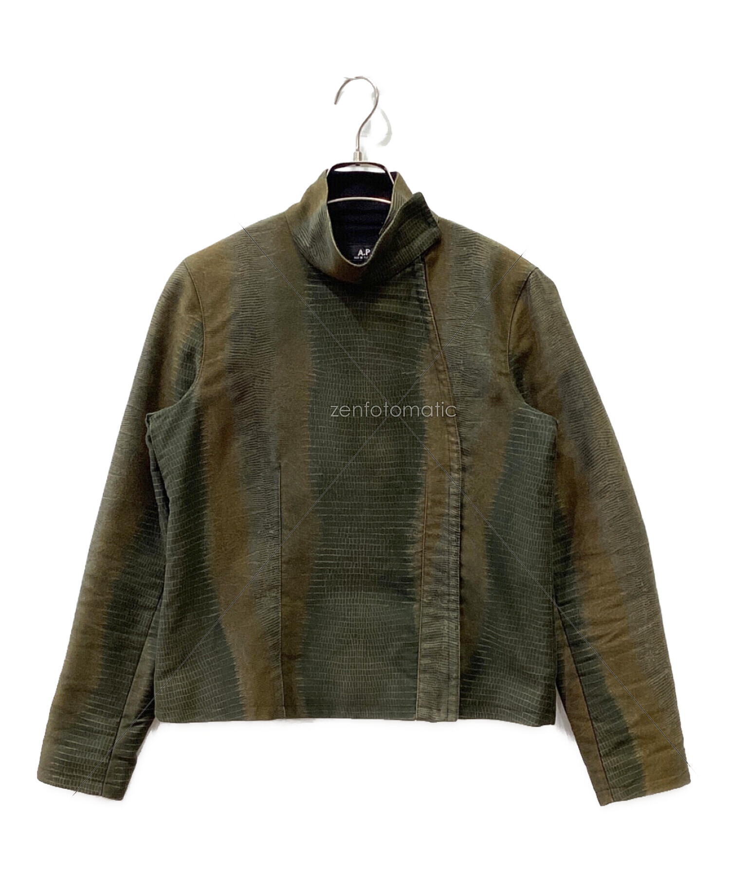 中古・古着通販】A.P.C. (アーペーセー) パイソン柄シングルライダースジャケット カーキ サイズ:M｜ブランド・古着通販  トレファク公式【TREFAC FASHION】スマホサイト