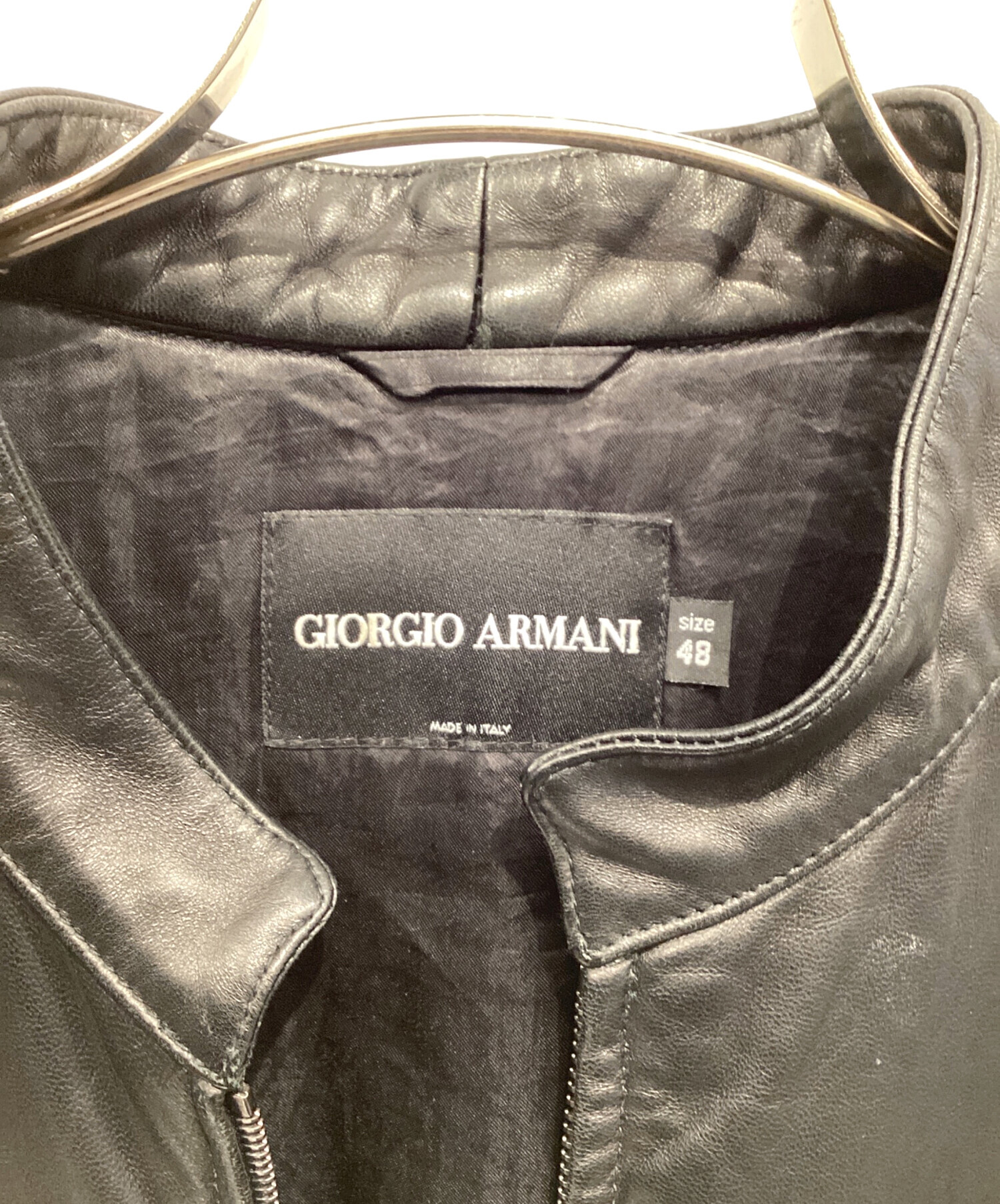 中古・古着通販】GIORGIO ARMANI (ジョルジョアルマーニ) ラムレザージャケット ブラック サイズ:48｜ブランド・古着通販  トレファク公式【TREFAC FASHION】スマホサイト