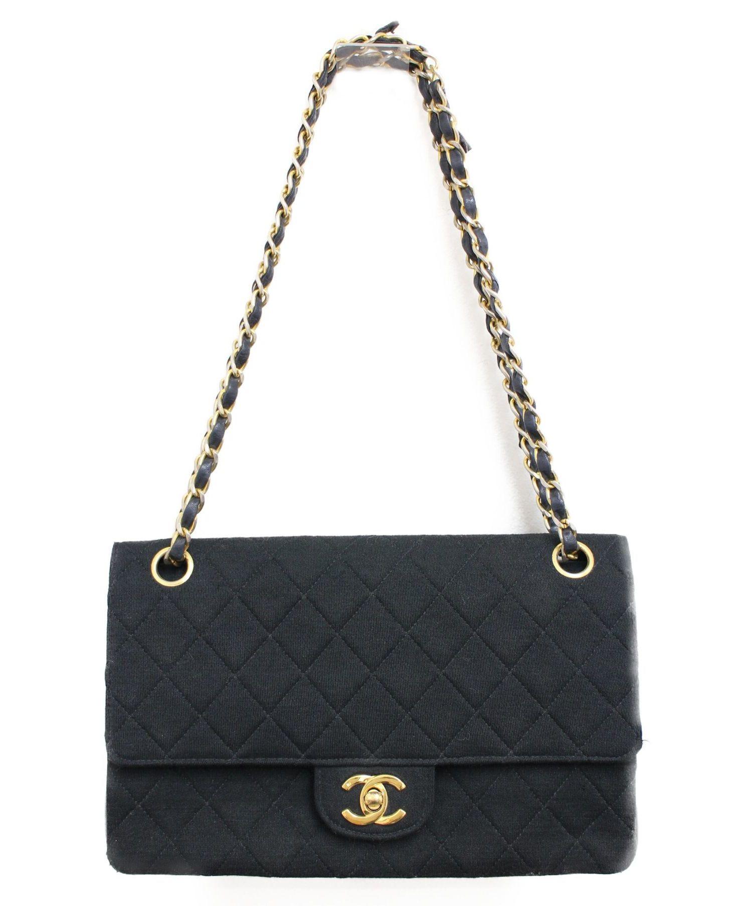 CHANEL (シャネル) チェーンショルダーバッグ/マトラッセ コットン ブラック マトラッセ コットン 464725