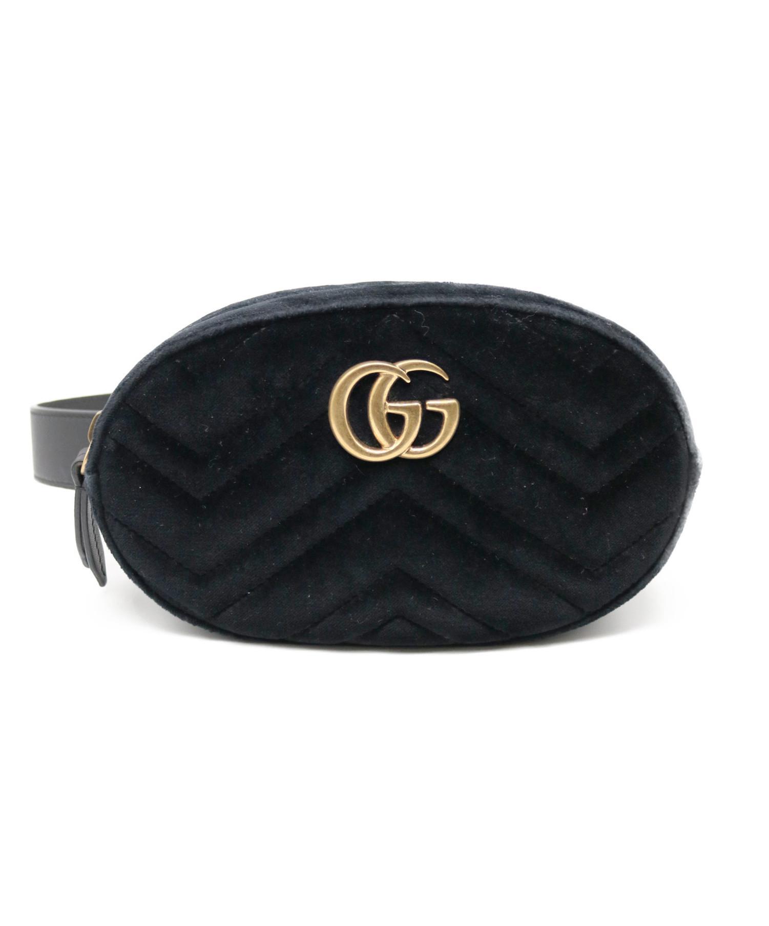 GUCCI (グッチ) GGマーモント/ベルベットウエストバッグ ブラック GGマーモント 476434