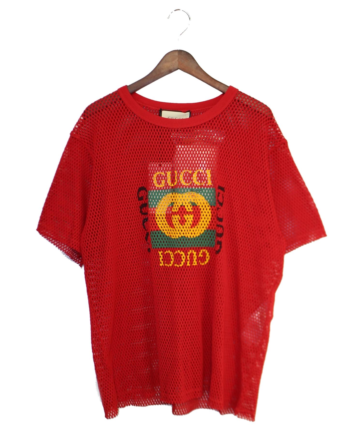 GUCCI (グッチ) オールドヴィンテージメッシュTシャツ レッド サイズ:M 未使用品